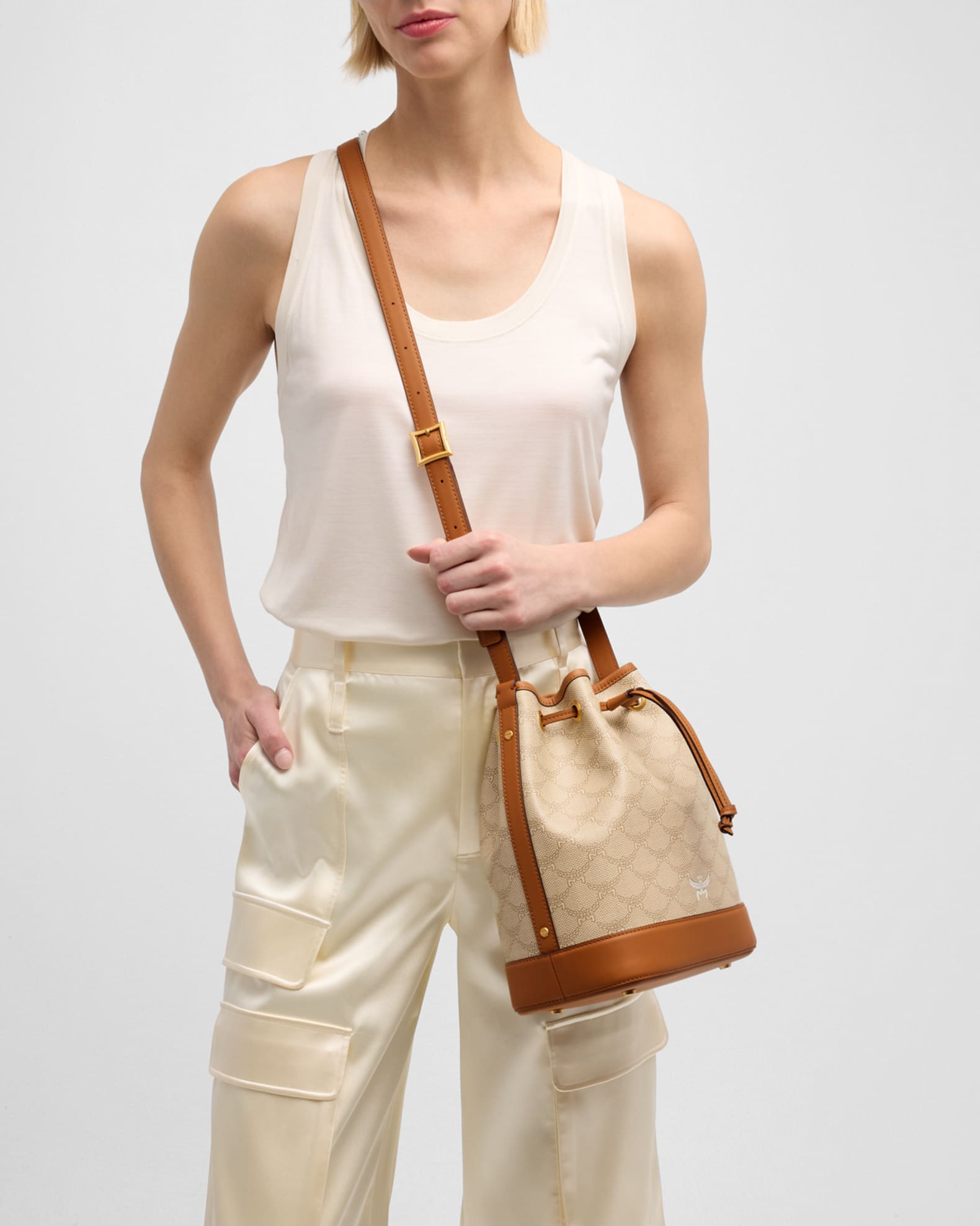 Lauretos Monogram Drawstring Bucket Bag 1