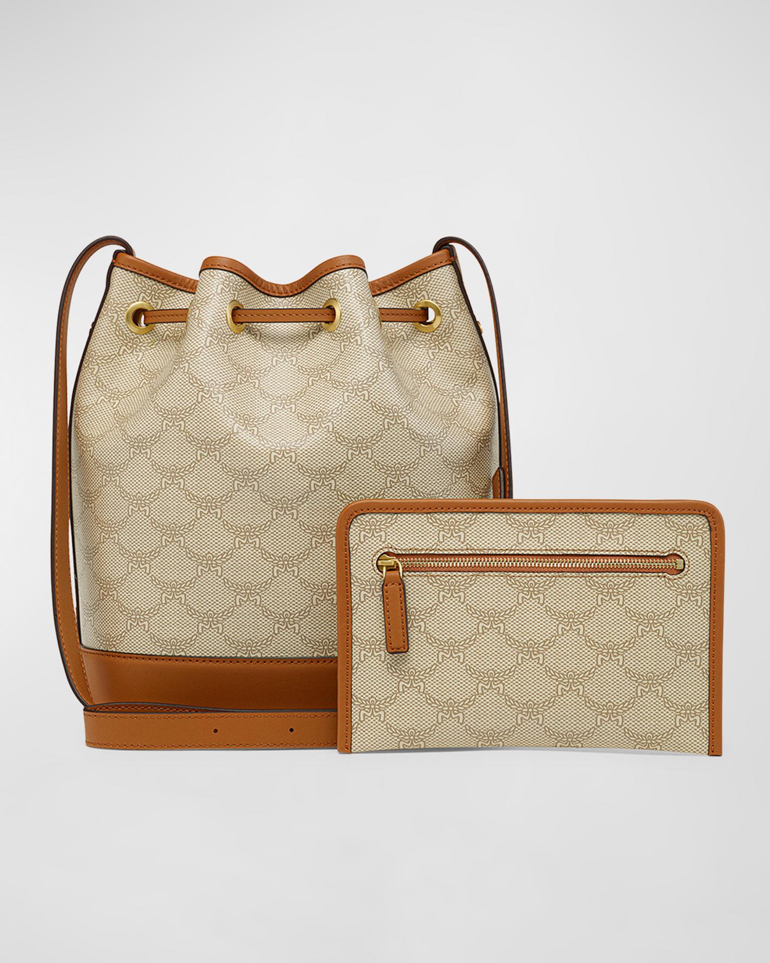 MCM Lauretos Monogram Drawstring Bucket Bag | Neiman Marcus