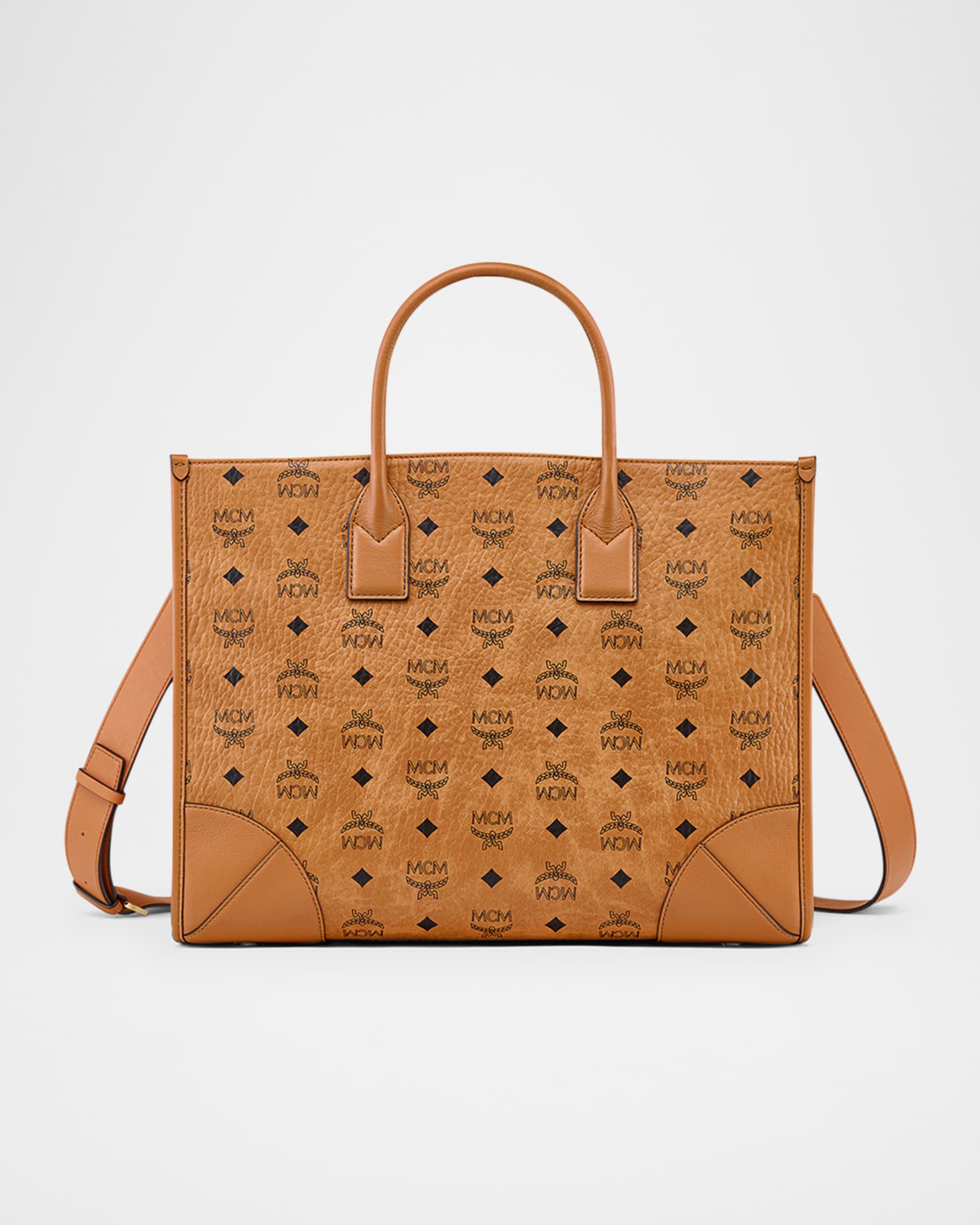 MCM Diamond Visetos Leather Tote Bag