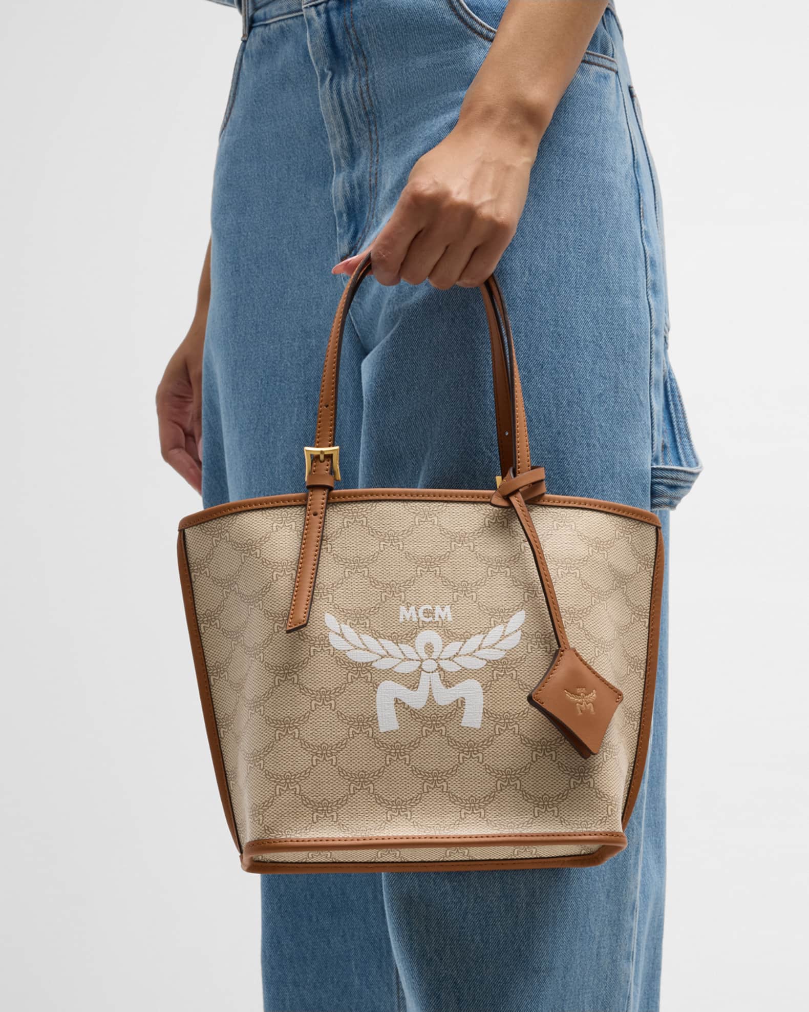 Lauretos Monogram Canvas Shopper Tote Bag 1