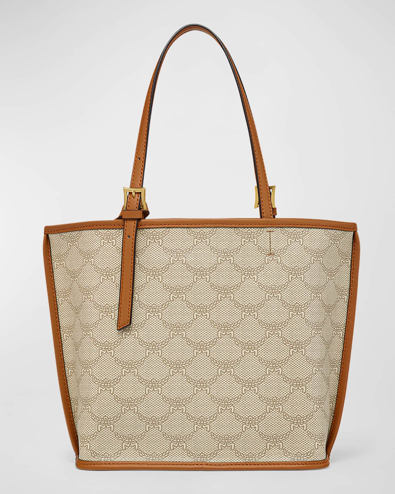 MCM Lauretos Monogram Canvas Shopper Tote Bag | Neiman Marcus