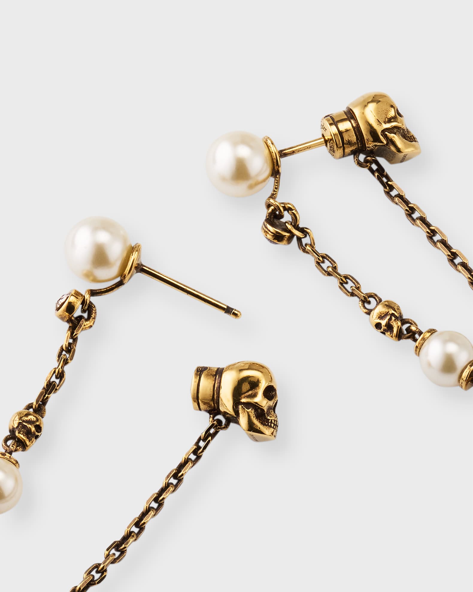 Alexander McQueen Pearl N Skull Drop Earrings Neiman Marcus