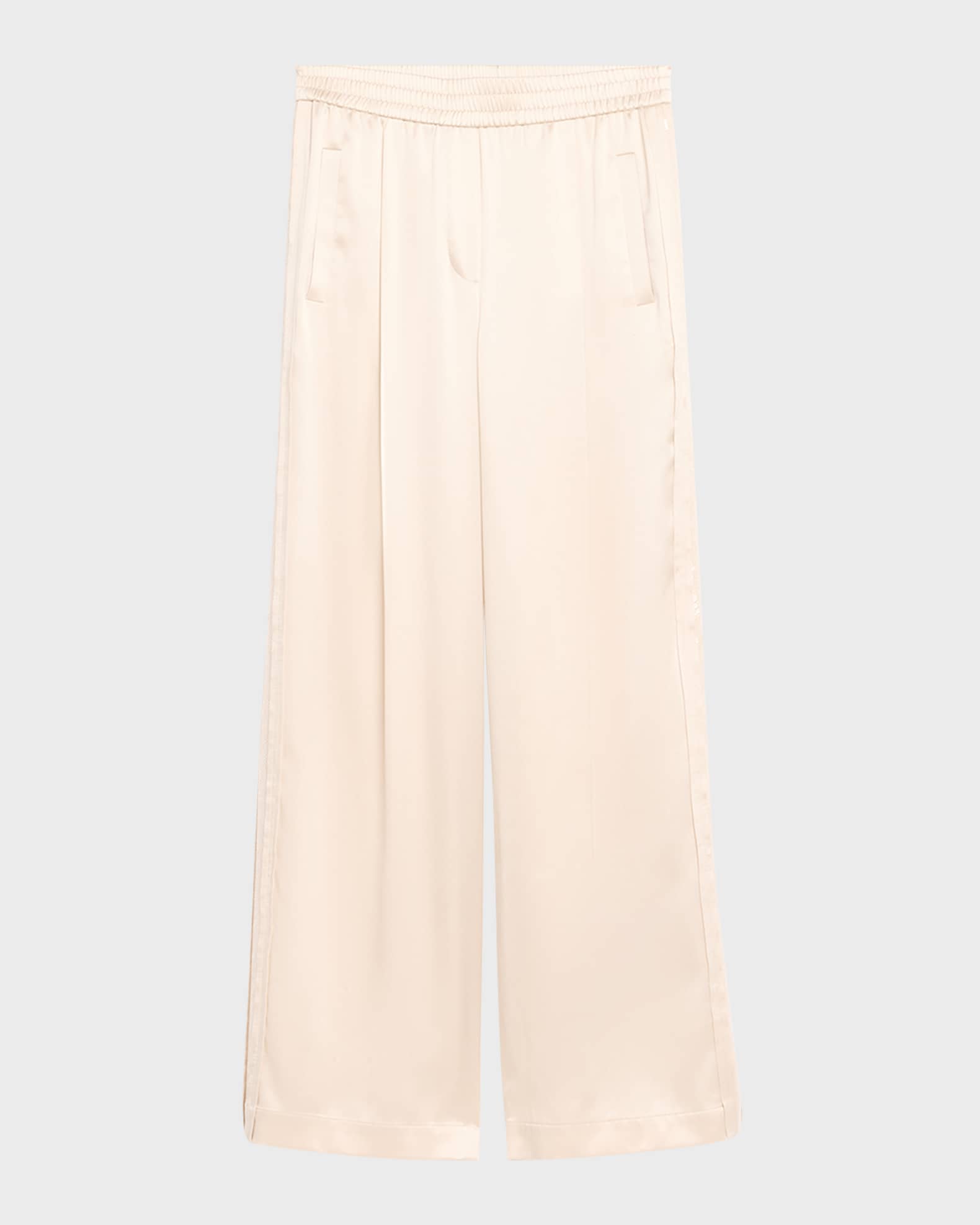 Brunello Cucinelli Elastic Waistband Wide Leg Satin Pants