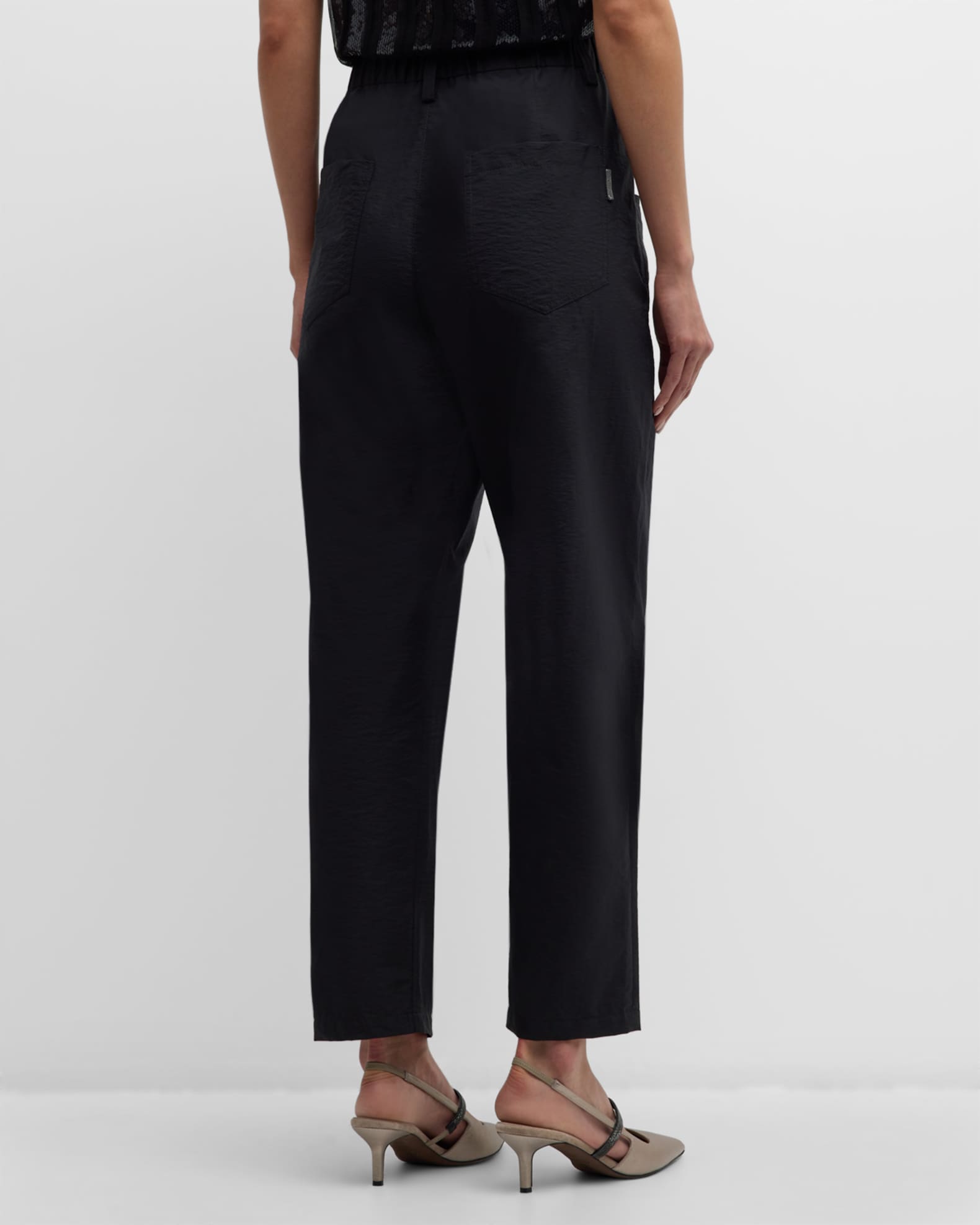 Cotton poplin straight pants