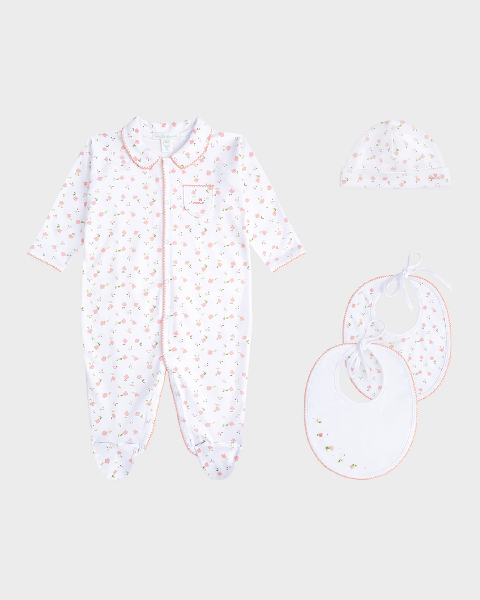 Marie-Chantal long-sleeve cotton babygrow set - White