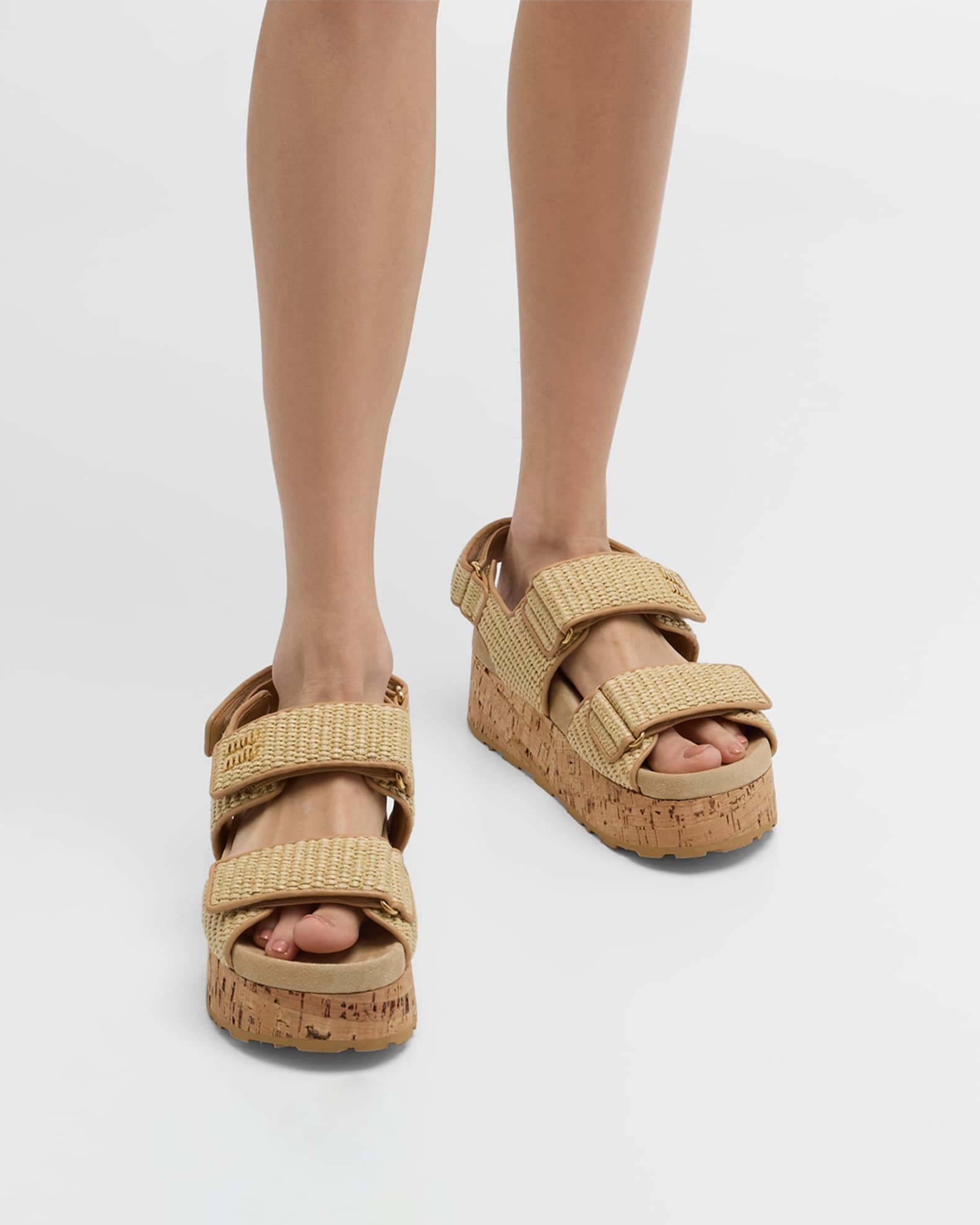 Raffia Dual-Grip Slingback Platform Sandals 1