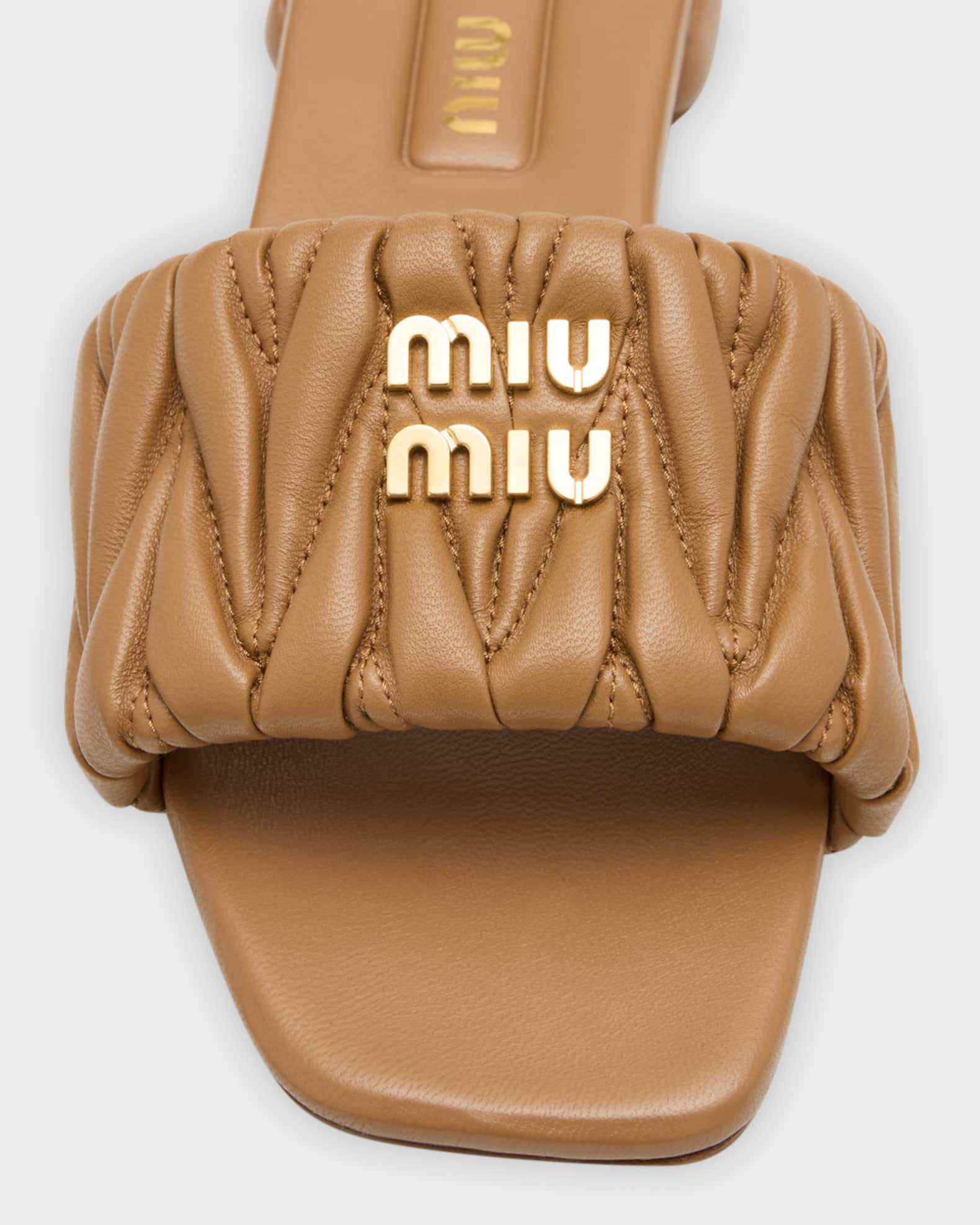 Miu Miu Quilted Leather Flat Slide Style | Neiman Marcus