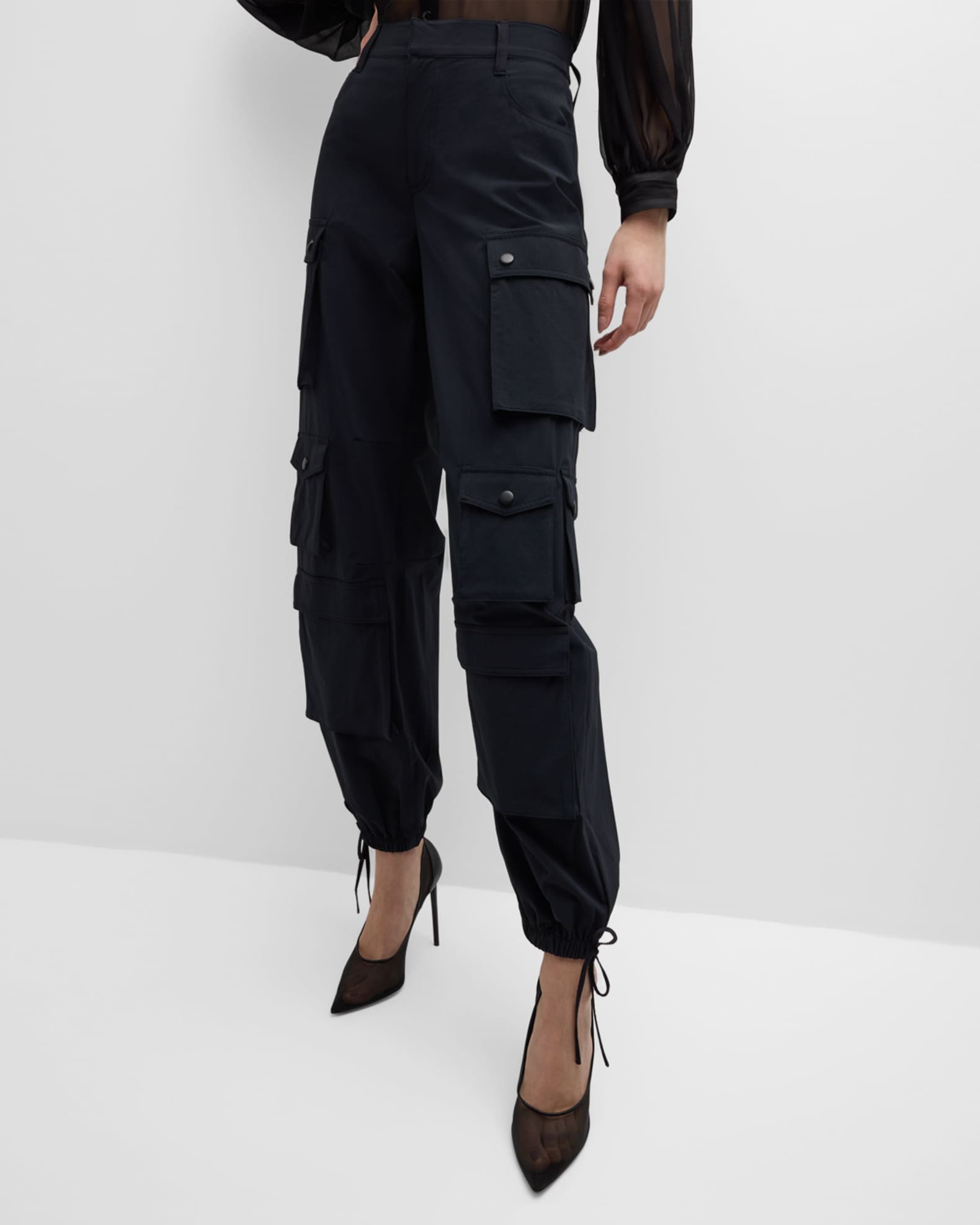 Olympia Mid Rise Ankle Tie Cargo Pants