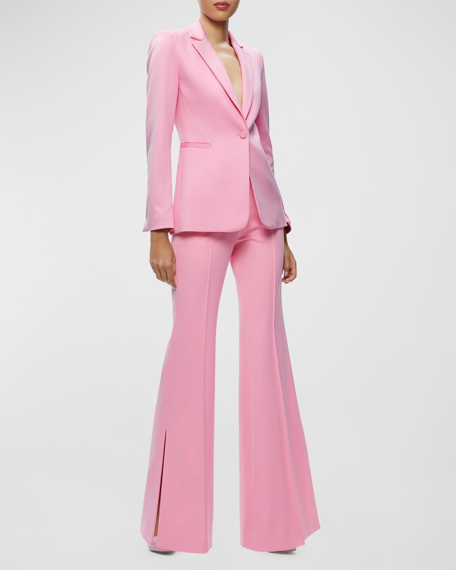 Sateen Slit Suit | Neiman Marcus
