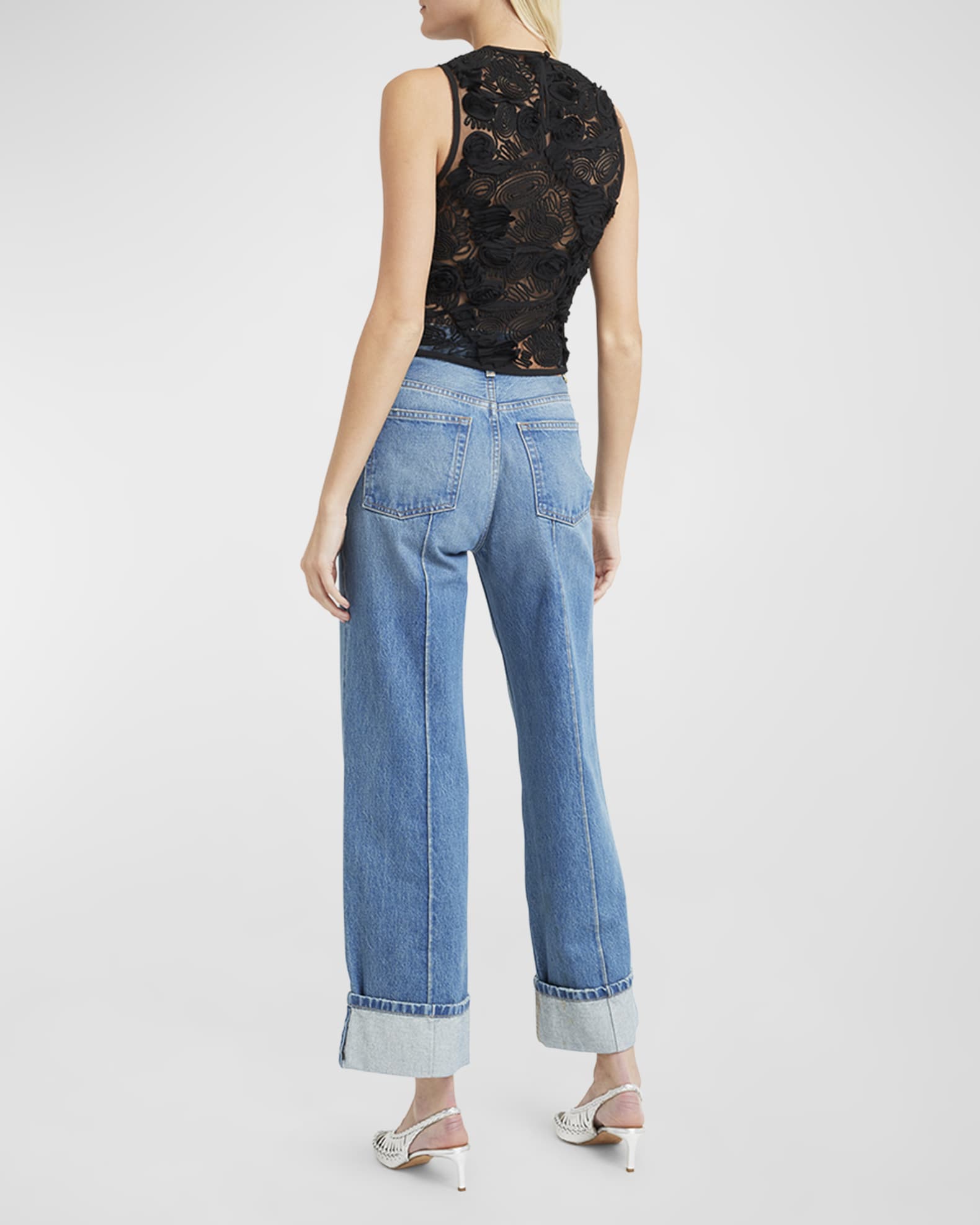 Ulla Johnson The Genevieve Pintuck Wide-Leg Denim Jeans
