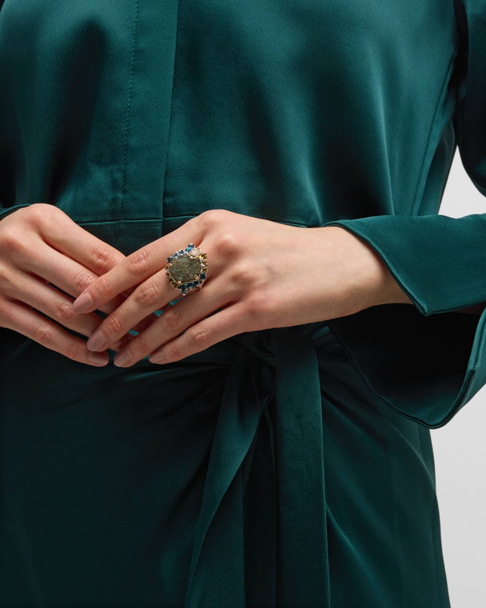 Stephen Dweck Hand Carved Labradorite, London Blue Topaz and