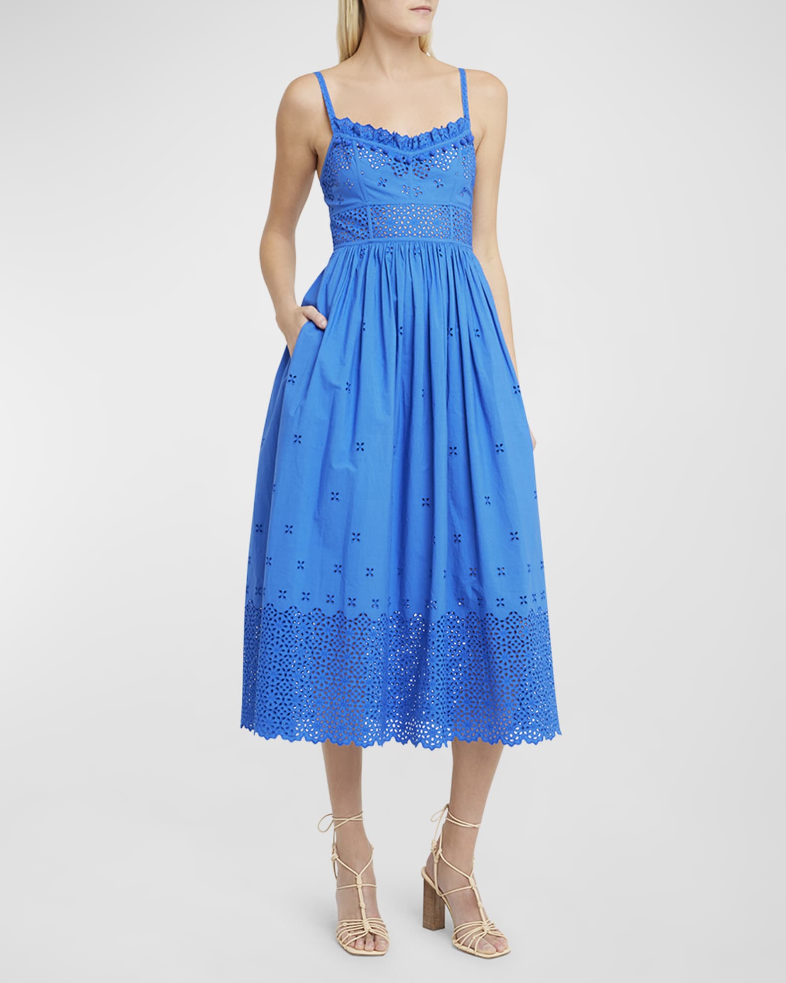 Ulla Johnson Celestia Broderie Anglaise Spaghetti-Strap Midi Dress ...