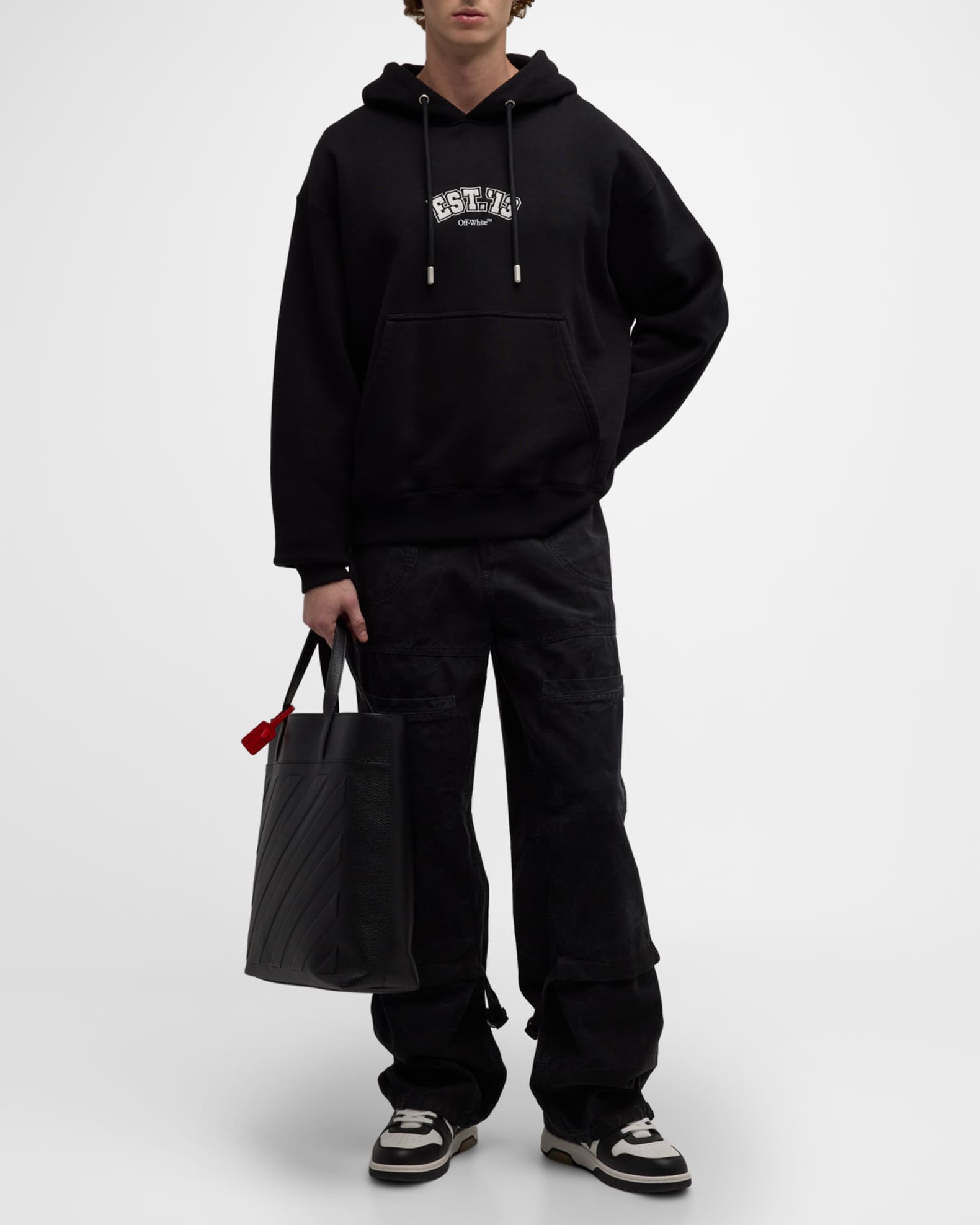 Off white black hoodie mens 2025