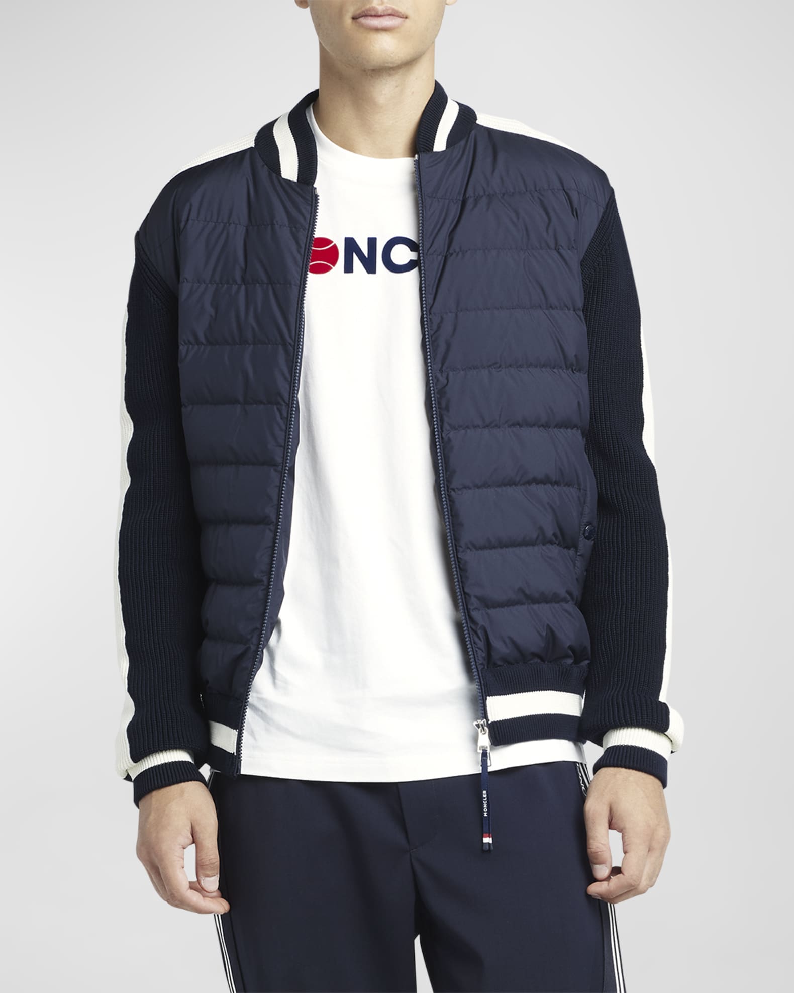 Moncler Men s Down Knit Combo Zip Sweater Neiman Marcus