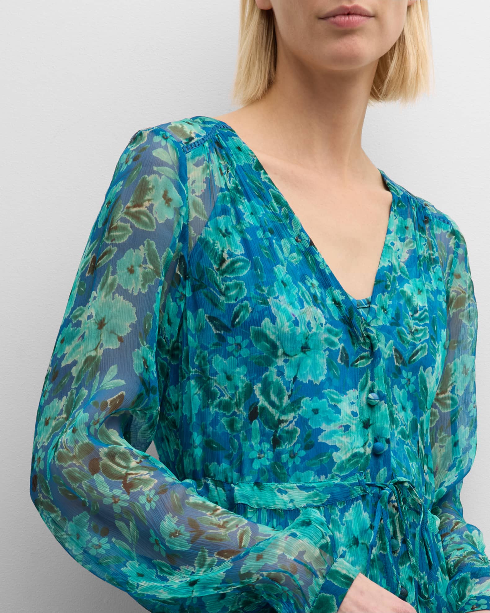 Johnny Was Raquel Tiered FloralPrint Chiffon Maxi Dress Neiman Marcus