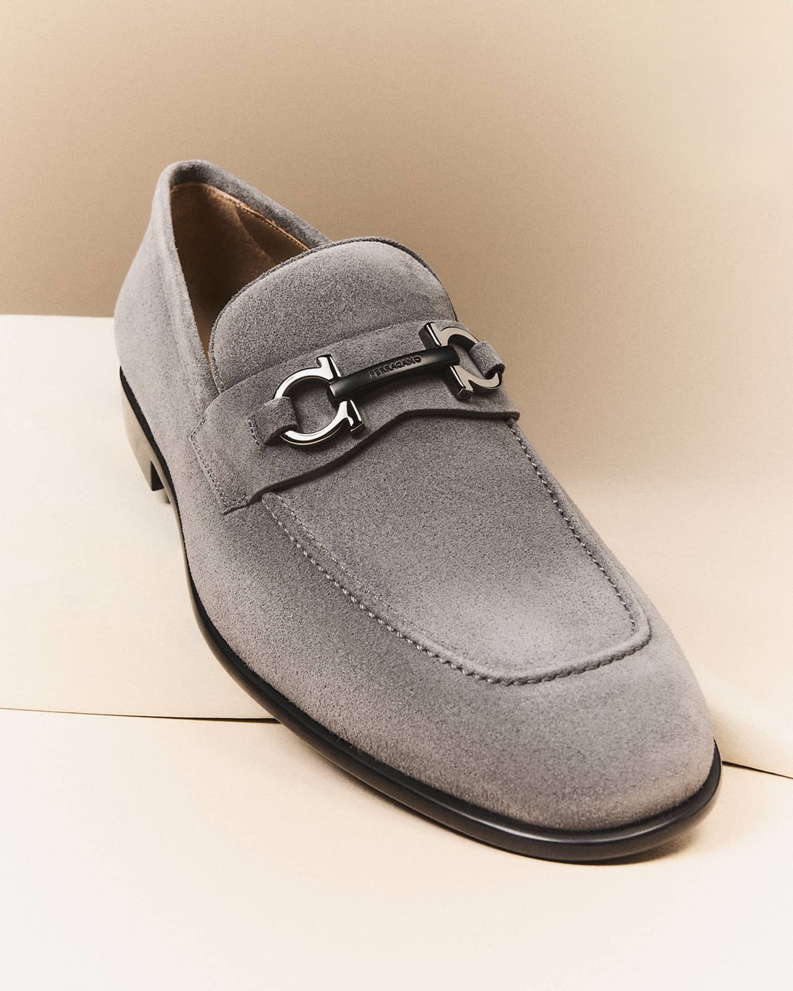 Ferragamo Men's Foster Suede Gancini Bit Loafers | Neiman Marcus