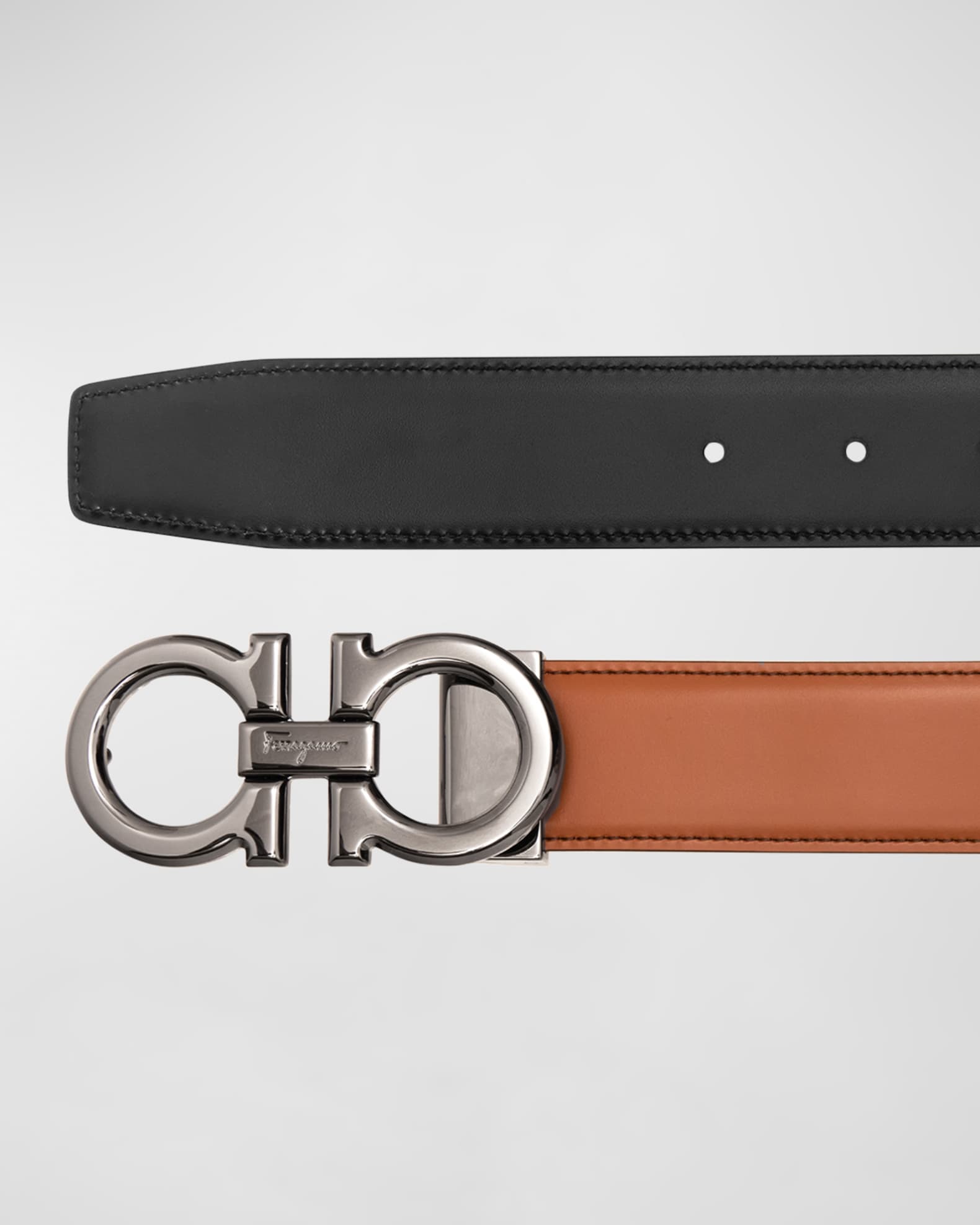 Ferragamo Men's Double Adjustable Leather Gancini Belt