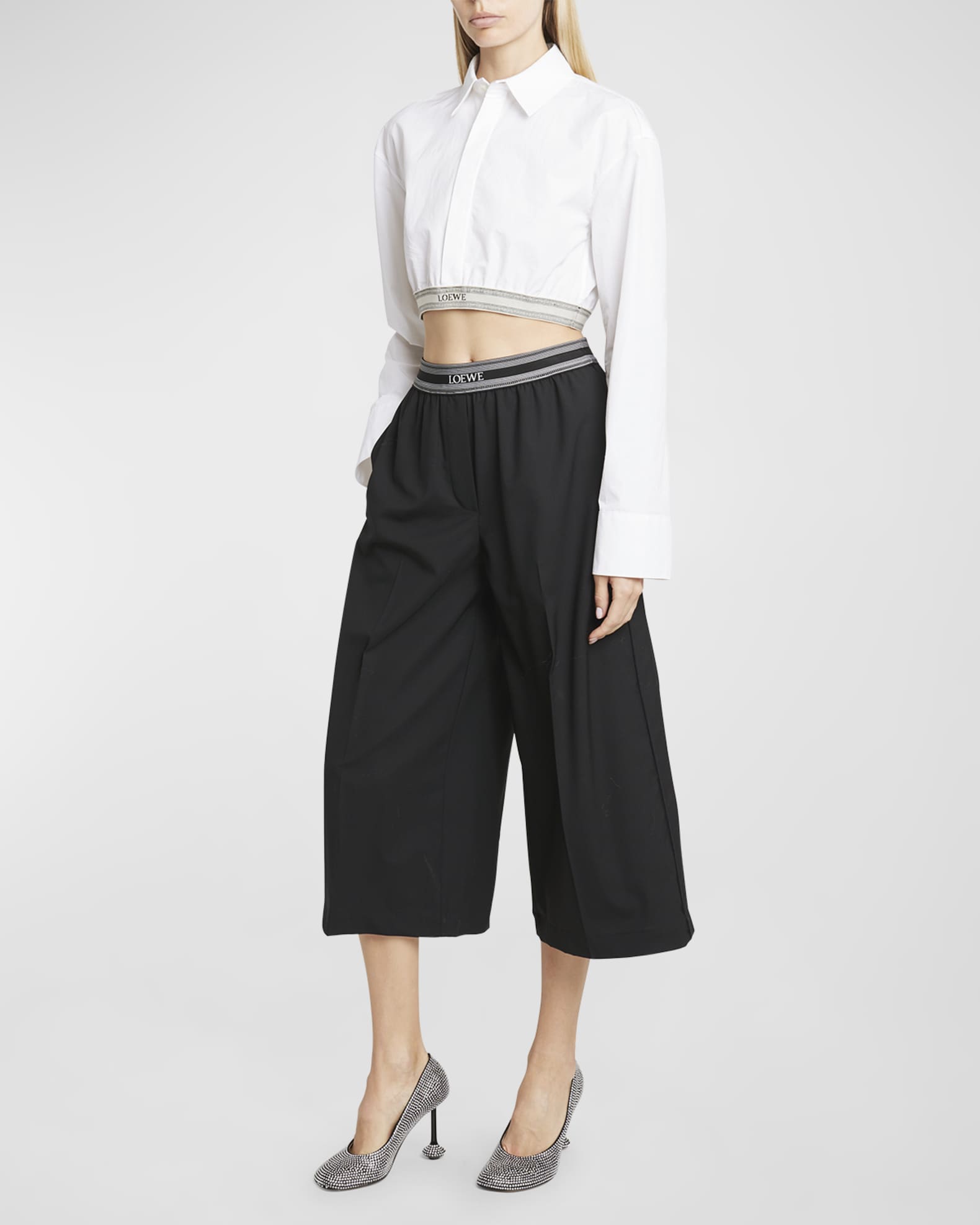 Logo Banded Cropped Trousers