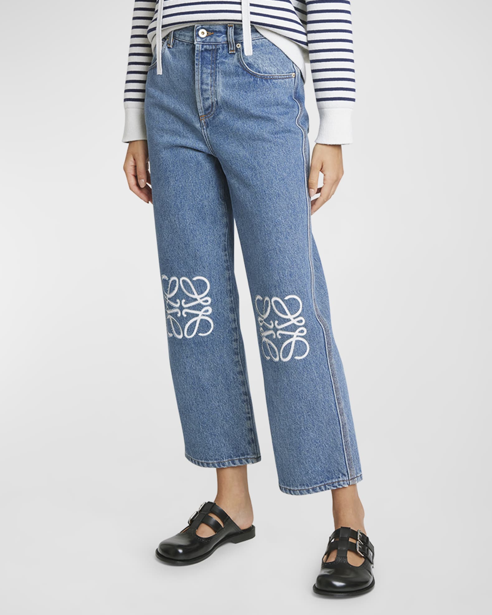 送料関税込【LOEWE】Anagram mid-rise cropped straight jeans LOEWE Anagram Mid-Rise Cropped Straight Jeans | endource
