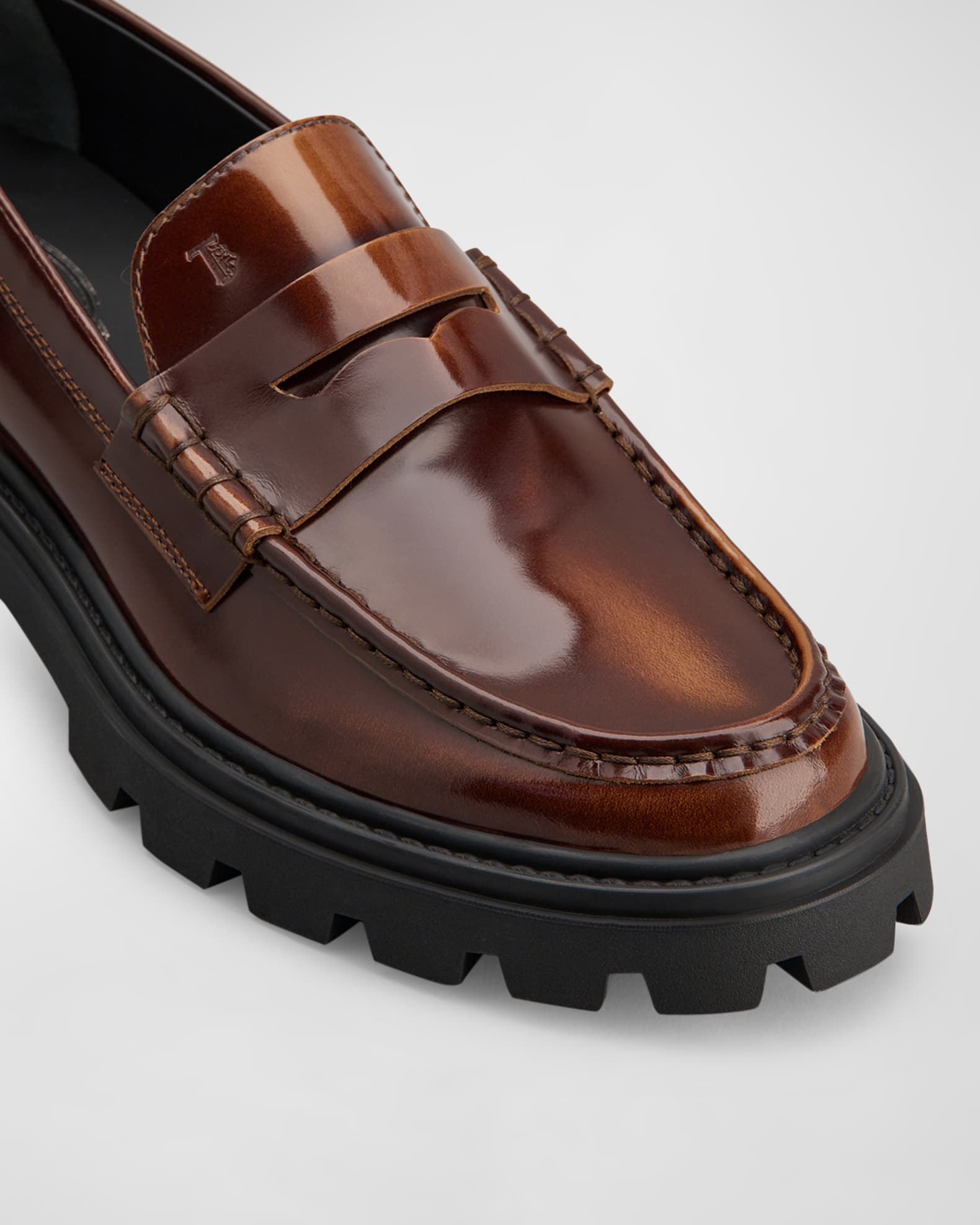 【関税＆送料込み】Tod'S Leather Chunky Loafers With l Tod's Leather Lug-Sole Penny Loafers | Neiman Marcus