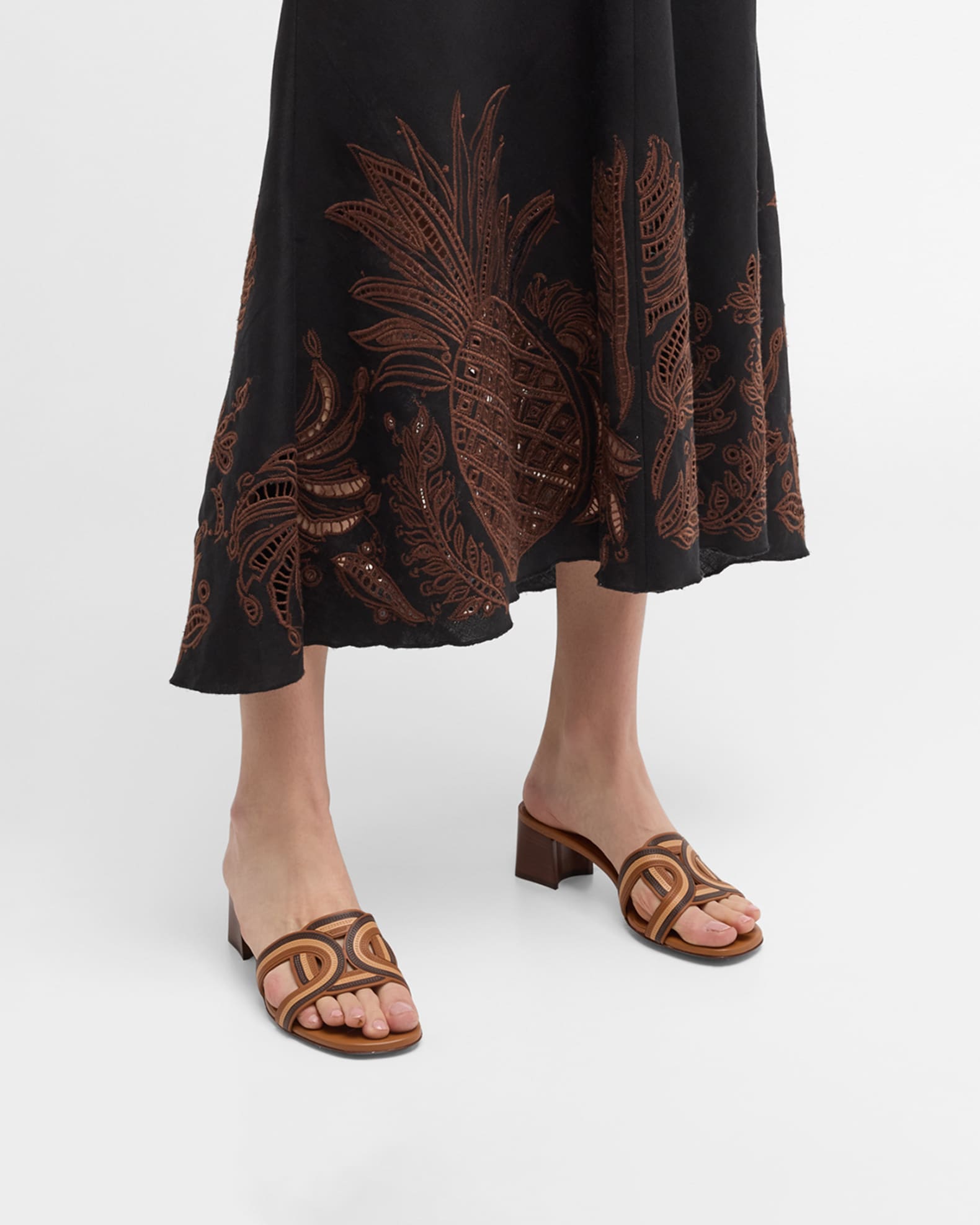 Tricolor Leather Mule Sandals 1