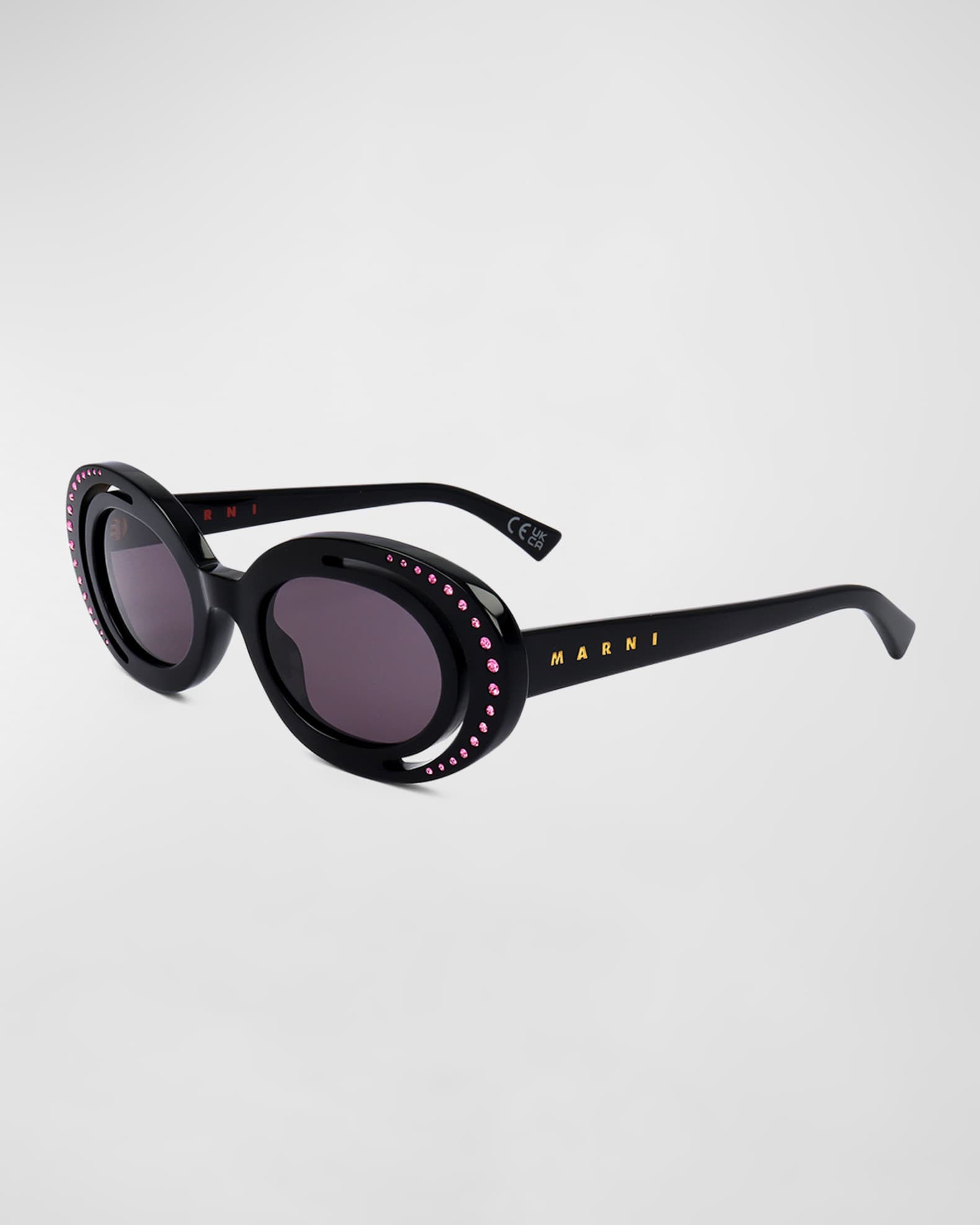 Crystal-Embellished Acetate Oval Sunglasses  0