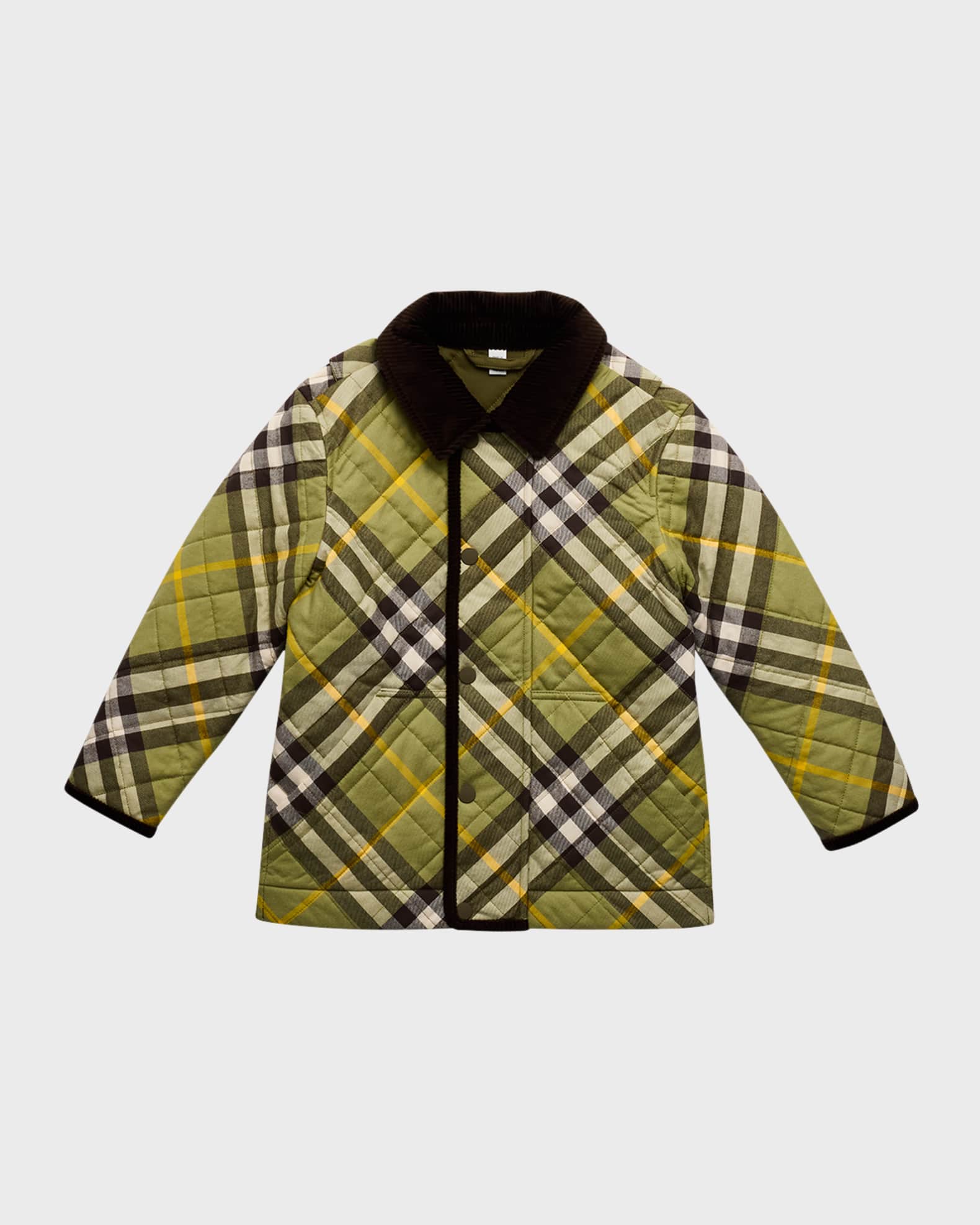 Burberry Boy's Grayson Check Quilted Jacket, Size 314 Neiman Marcus