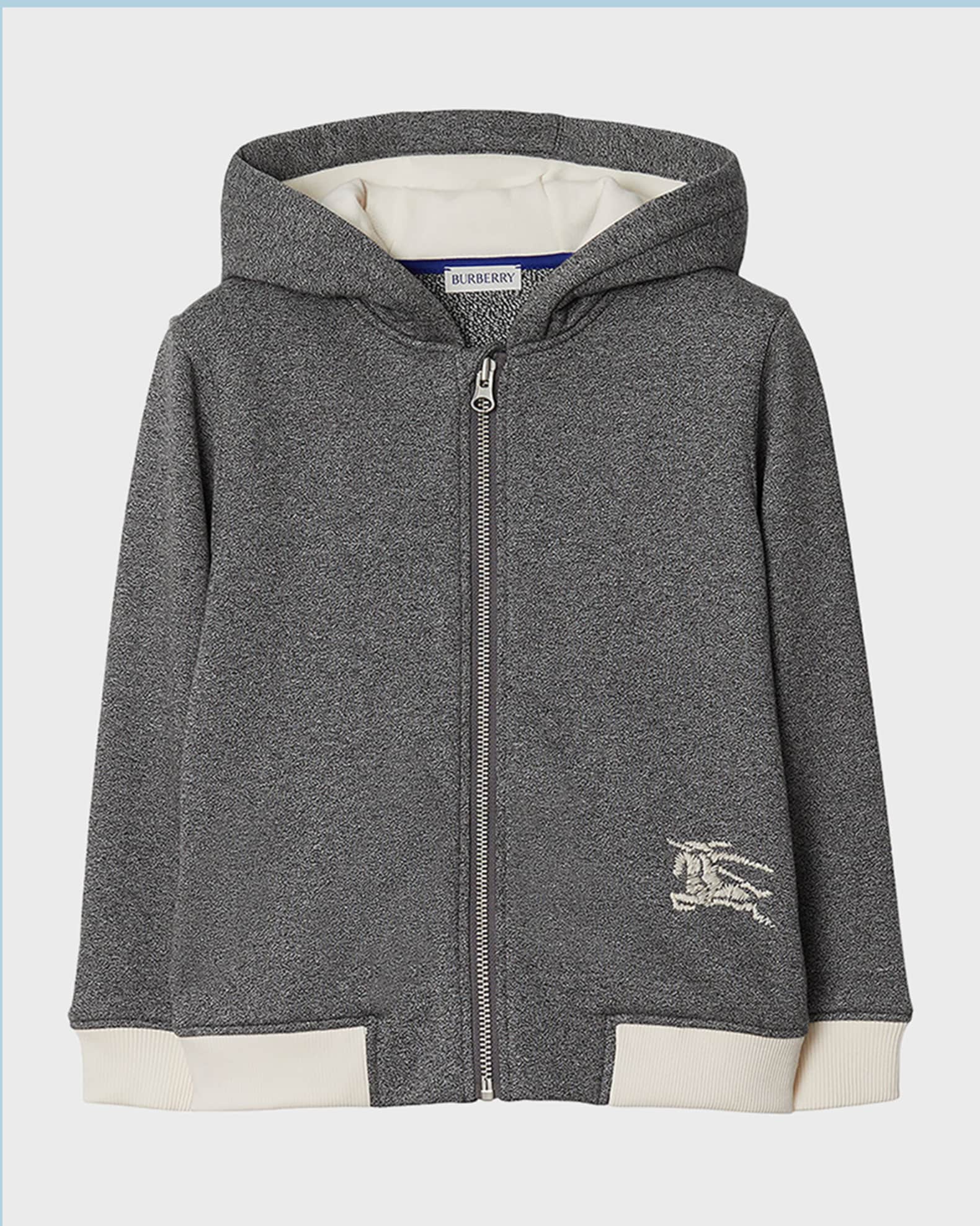 Burberry Boy's EKD Box-Print Mèlange Hoodie, Size 3-14