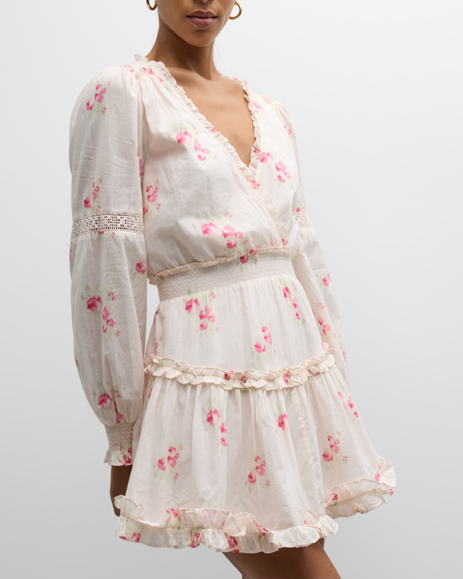 Floral Print Smocked Sweetheart Mini Dress main image 0