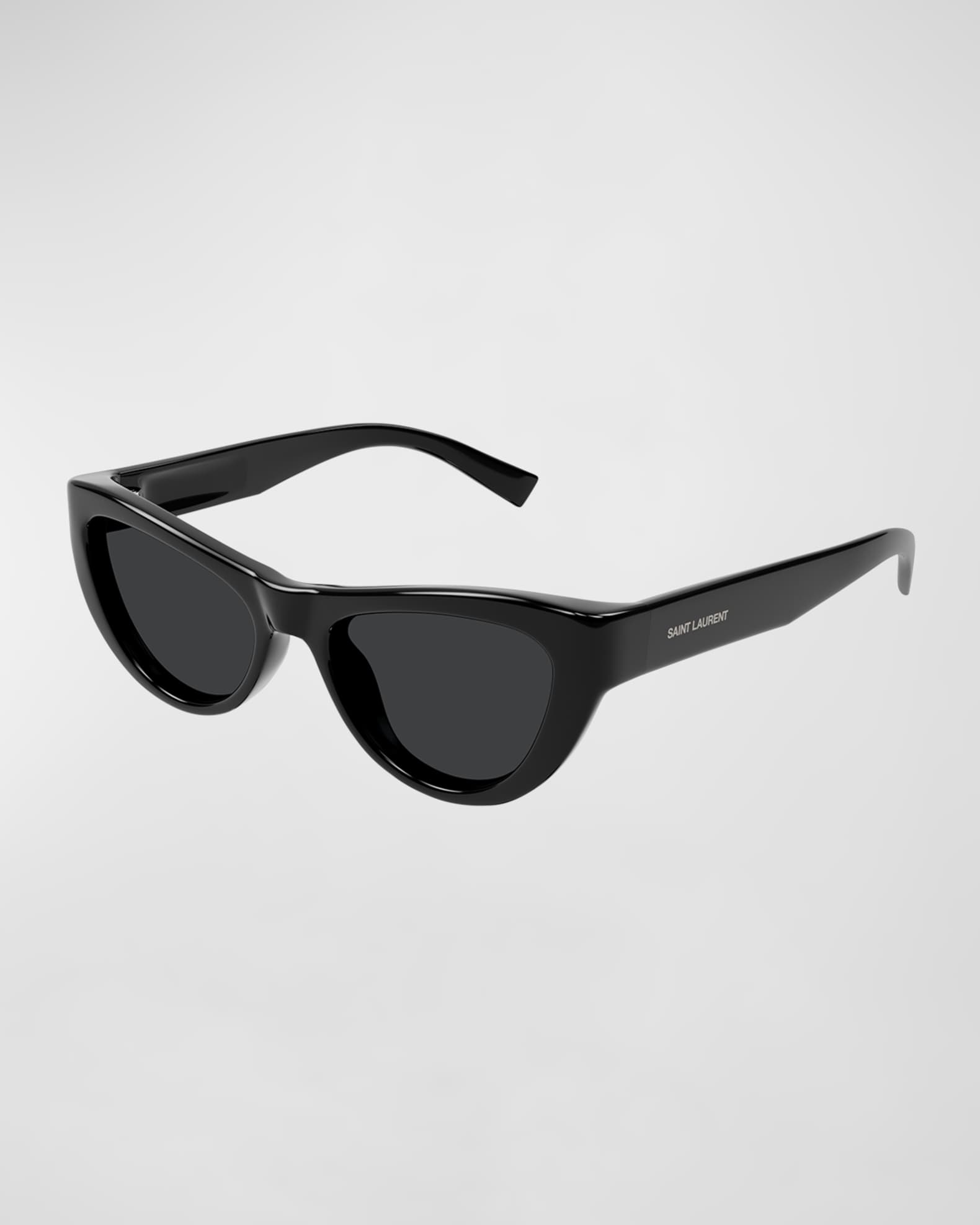 Saint Laurent Sleek Logo Plastic Cat-Eye Sunglasses | Neiman Marcus
