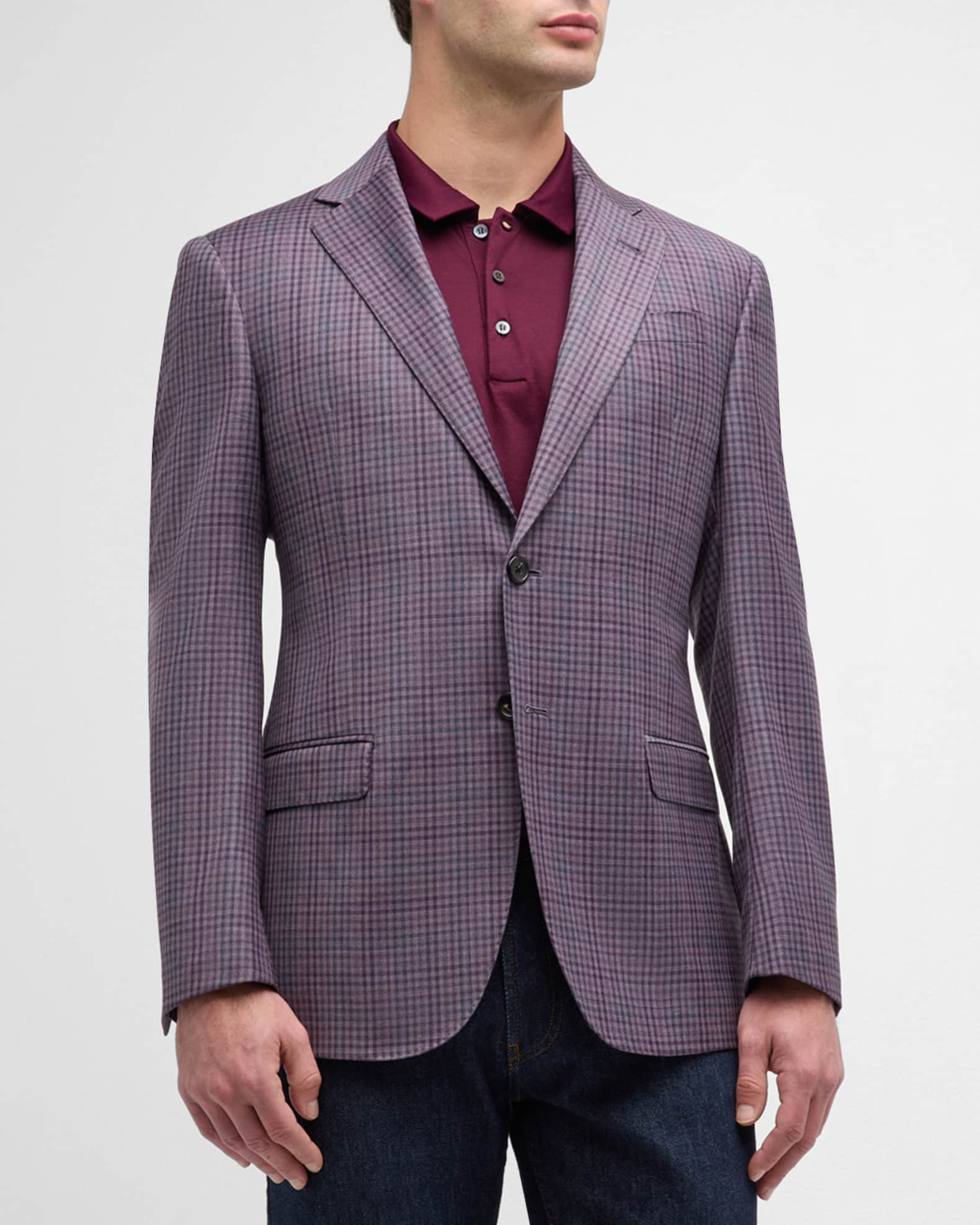 Emporio Armani Men s Check Wool Sport Coat Neiman Marcus