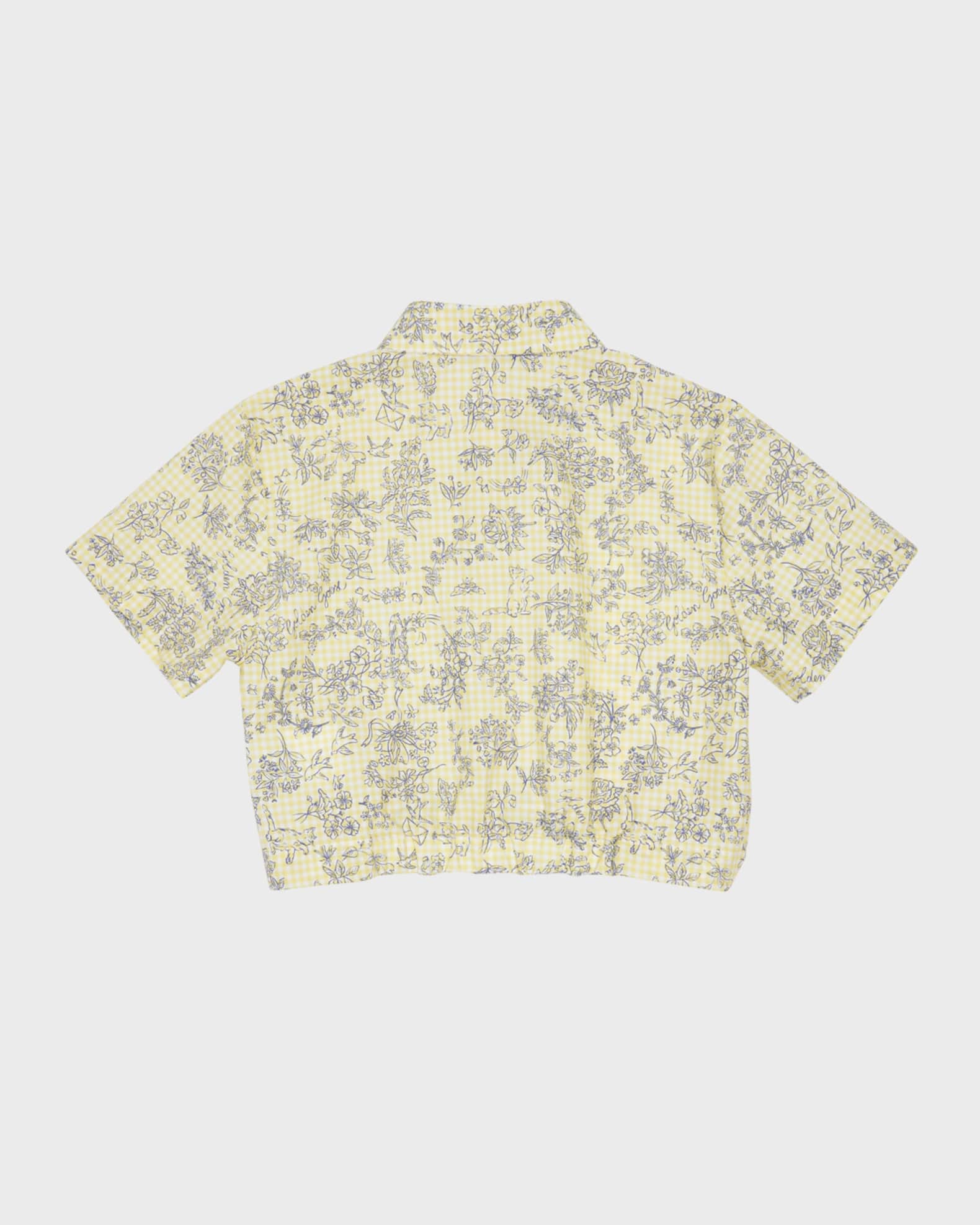 Girl's Floral-Print Gingham Shirt, Size 4-10 1