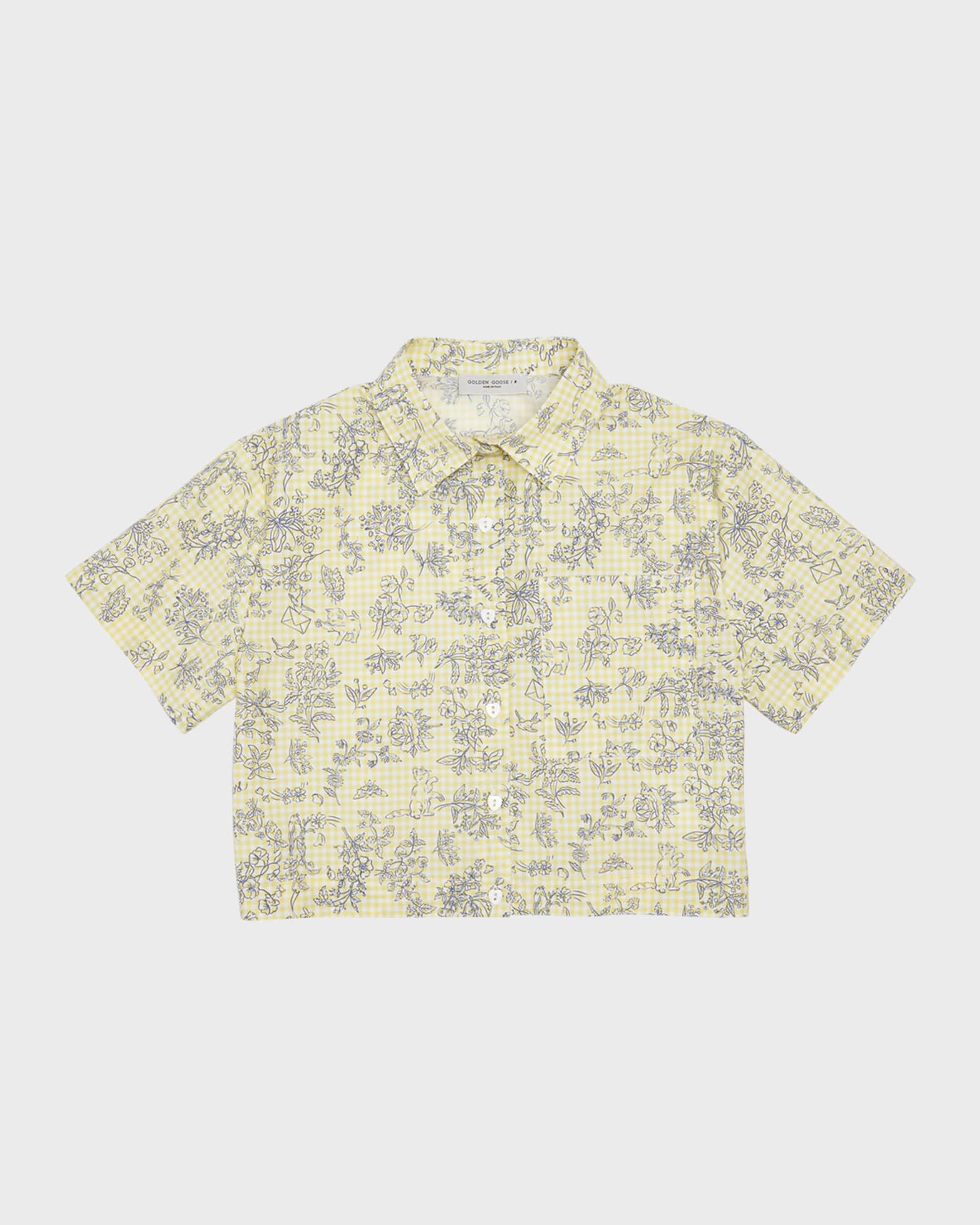 Girl's Floral-Print Gingham Shirt, Size 4-10 0