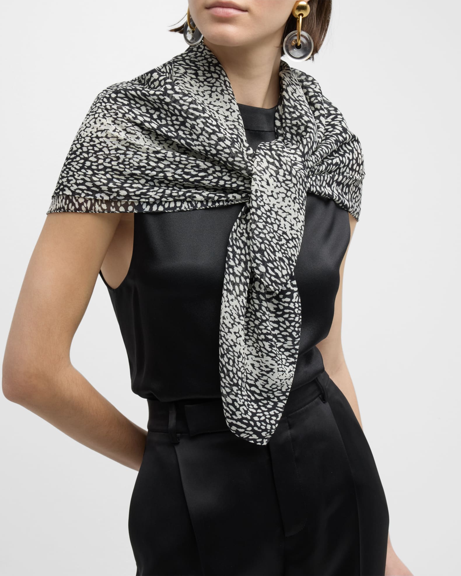 Saint Laurent Carre Leopard-Print Silk Scarf | Neiman Marcus