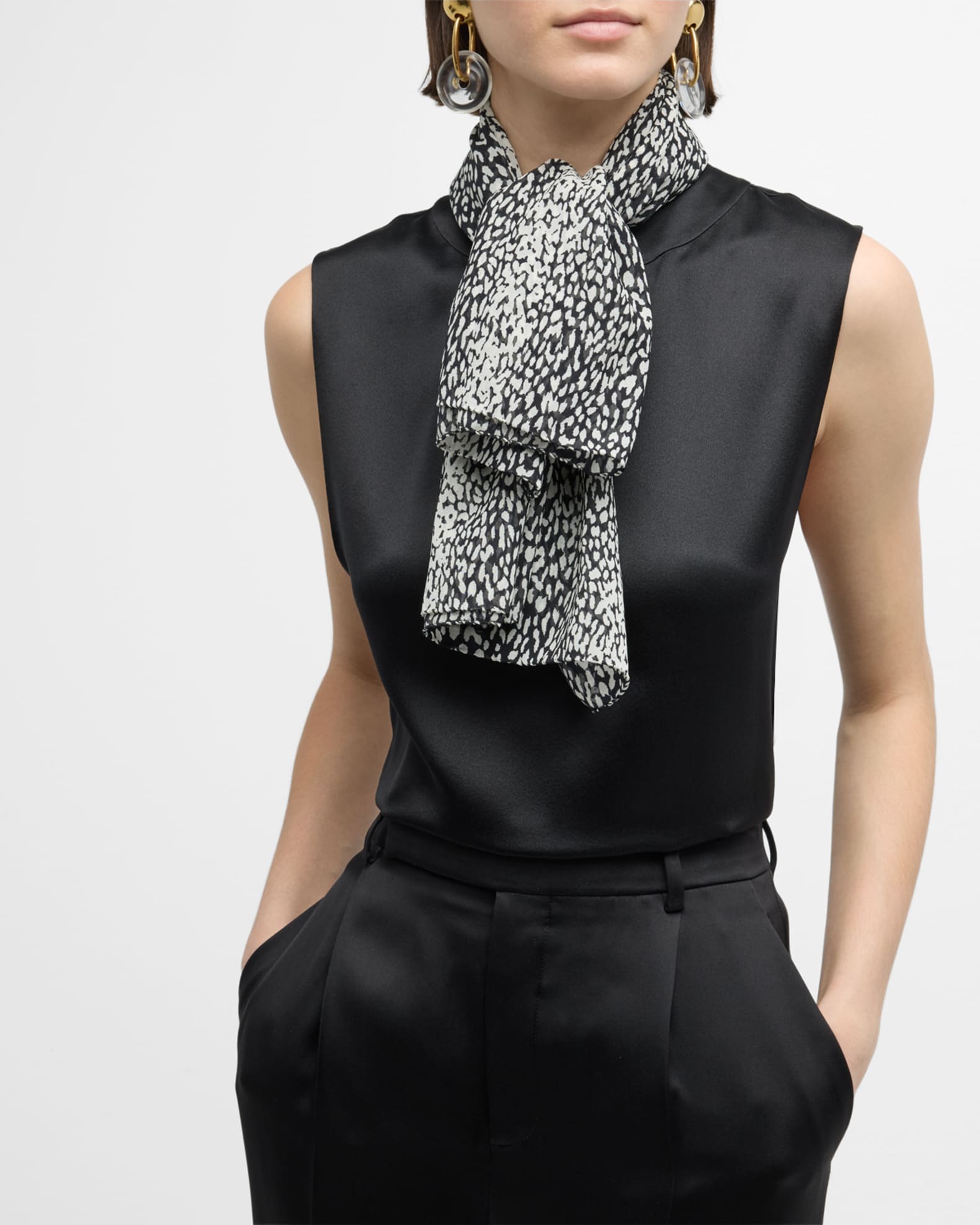 Saint Laurent Carre Leopard-Print Silk Scarf | Neiman Marcus