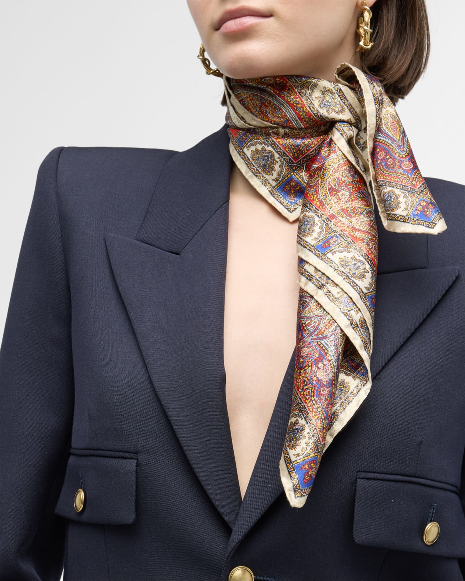 Saint Laurent Vintage Paisley Silk-Blend Square Scarf