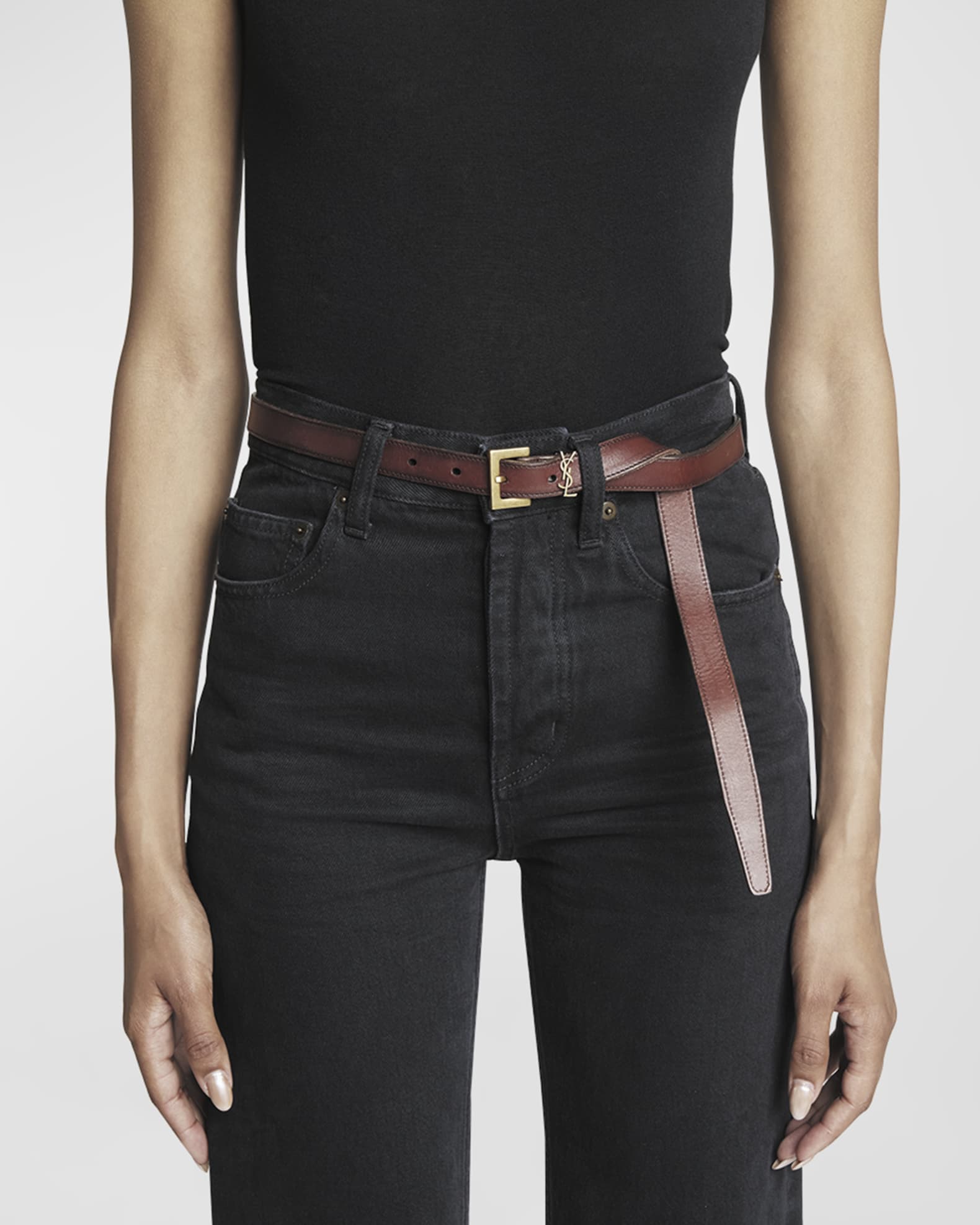 Saint laurent brown belt cheap