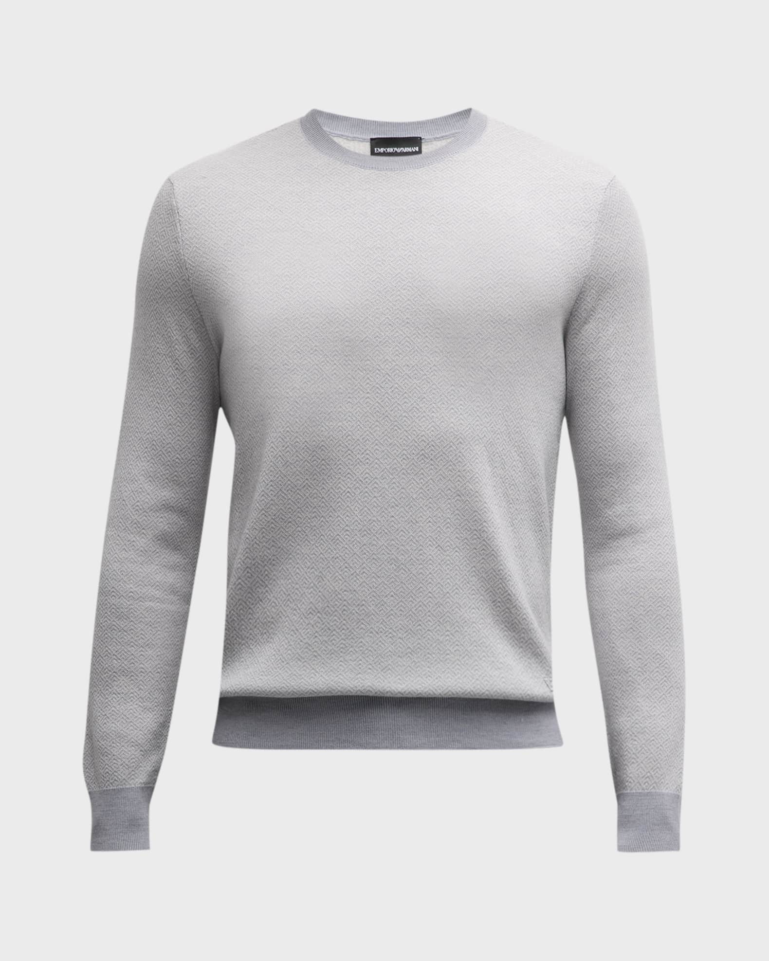 Emporio Armani Men s Wool Micro Geometric Knit Crewneck Sweater