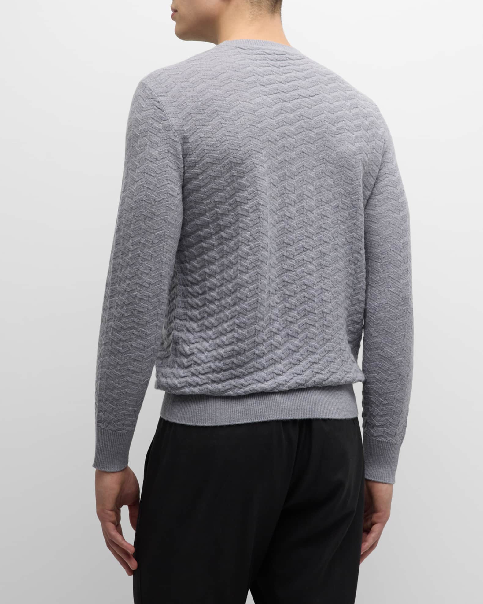 Emporio Armani Men's Wool Textured Knit Crewneck Sweater | Neiman Marcus