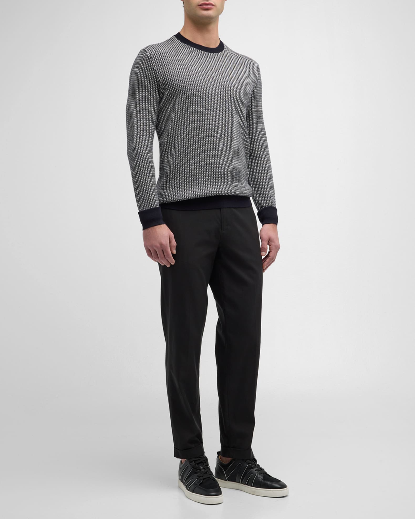 Emporio Armani Men's Wool-Knit Crewneck Sweater | Neiman Marcus