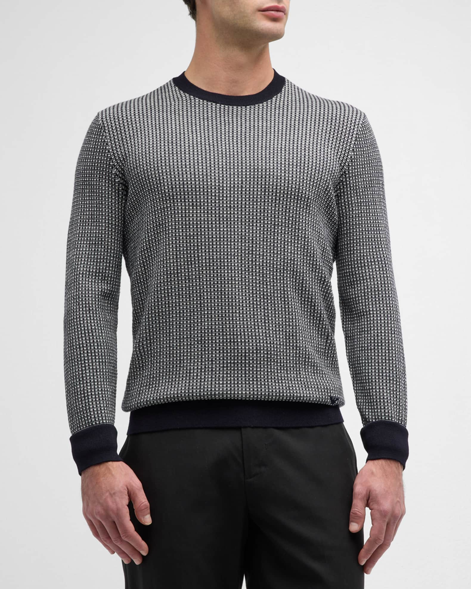 Emporio Armani Men's Wool-Knit Crewneck Sweater | Neiman Marcus