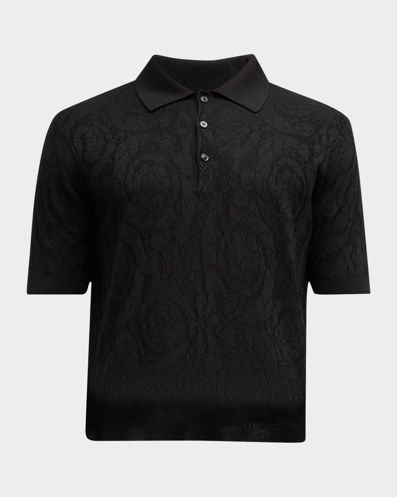 Men's Tonal Barocco Knit Polo Shirt 0