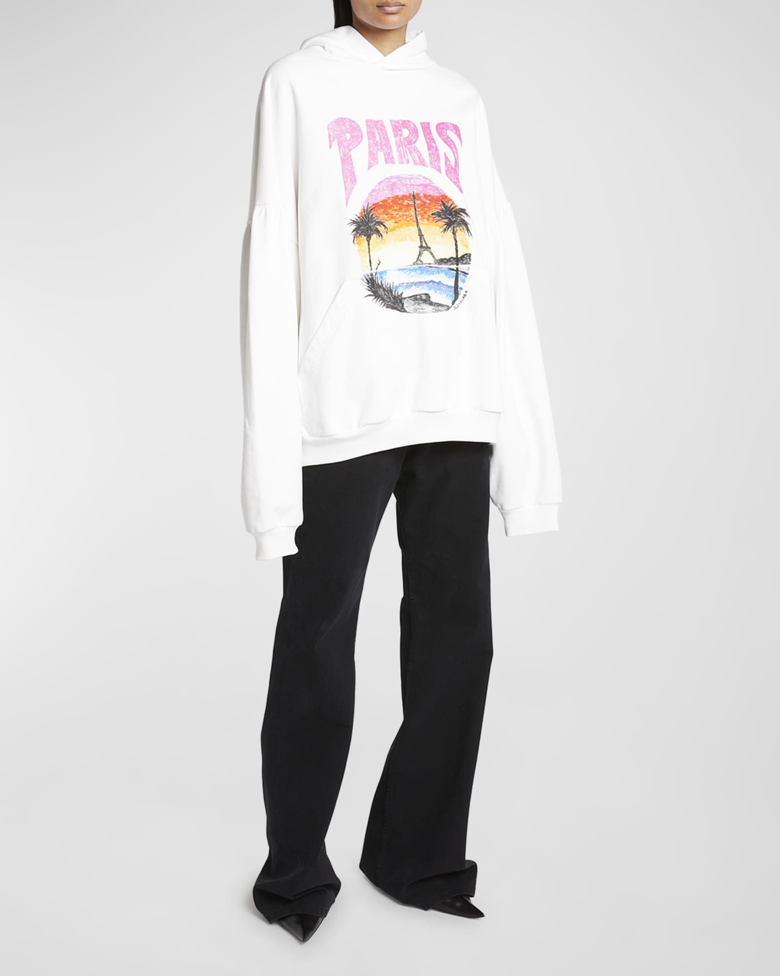 Balenciaga Tropical Paris Oversized Hoodie | Neiman Marcus
