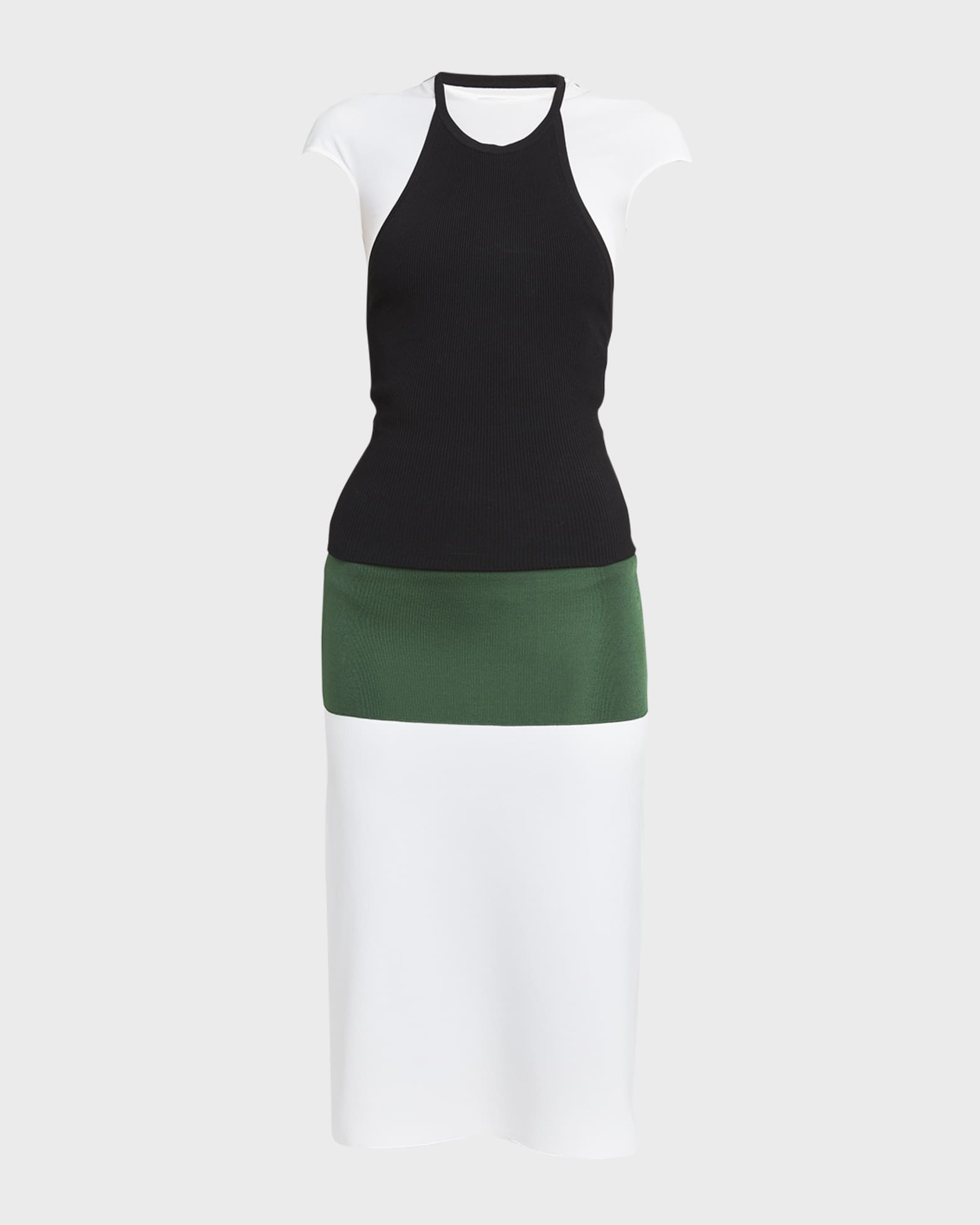 Ferragamo polo-collar knitted midi dress - Blue