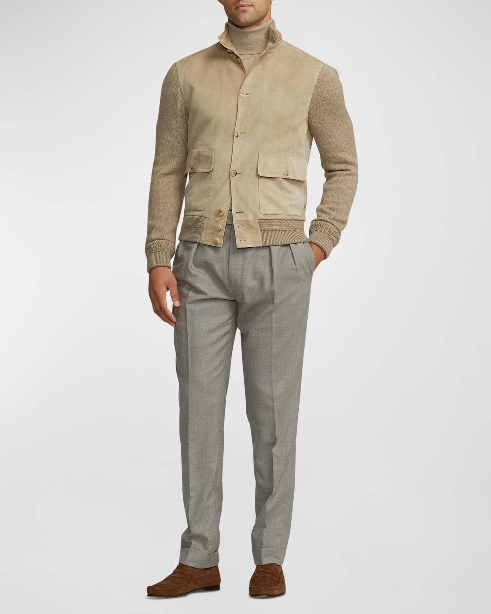 Ralph Lauren Purple Label Men s Suede Front Cashmere Cardigan