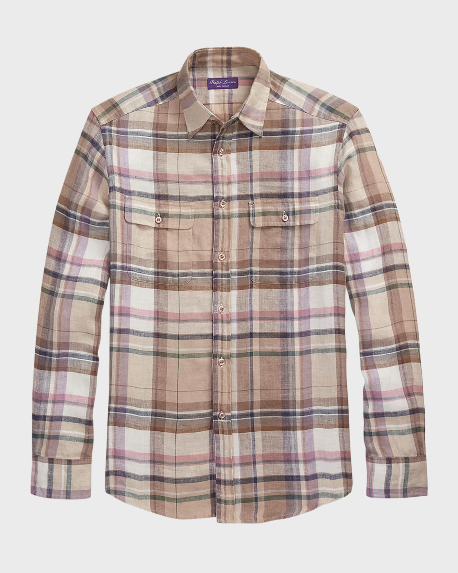 Ralph Lauren Purple Label Men's Cooper Plaid Linen Twill Shirt