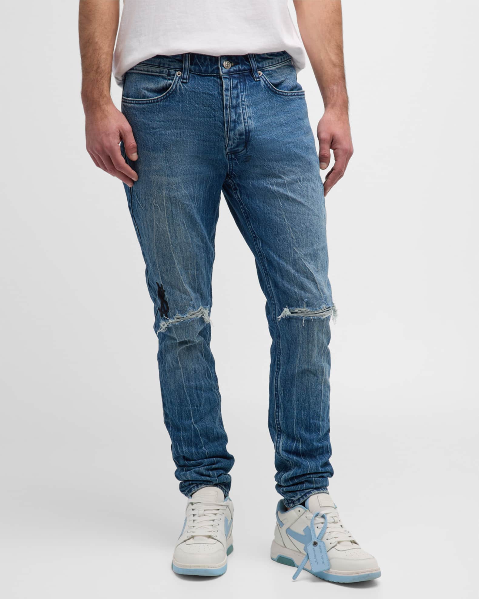Brunello Cucinelli Jeans Button Fly Medium Distressed Wash Rear Pocket 4
