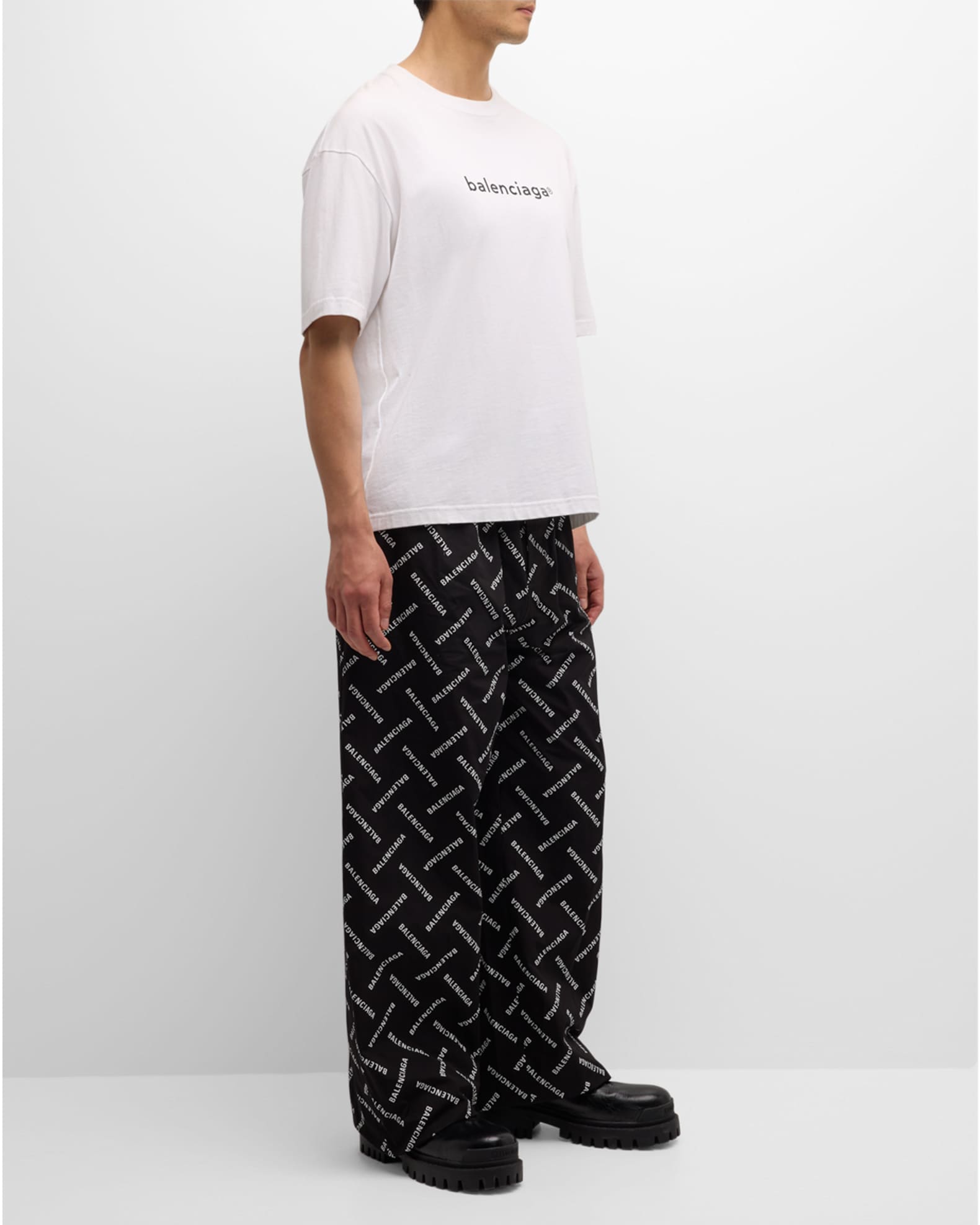 Men's Allover Diagonal Logo Pajama Pants 1