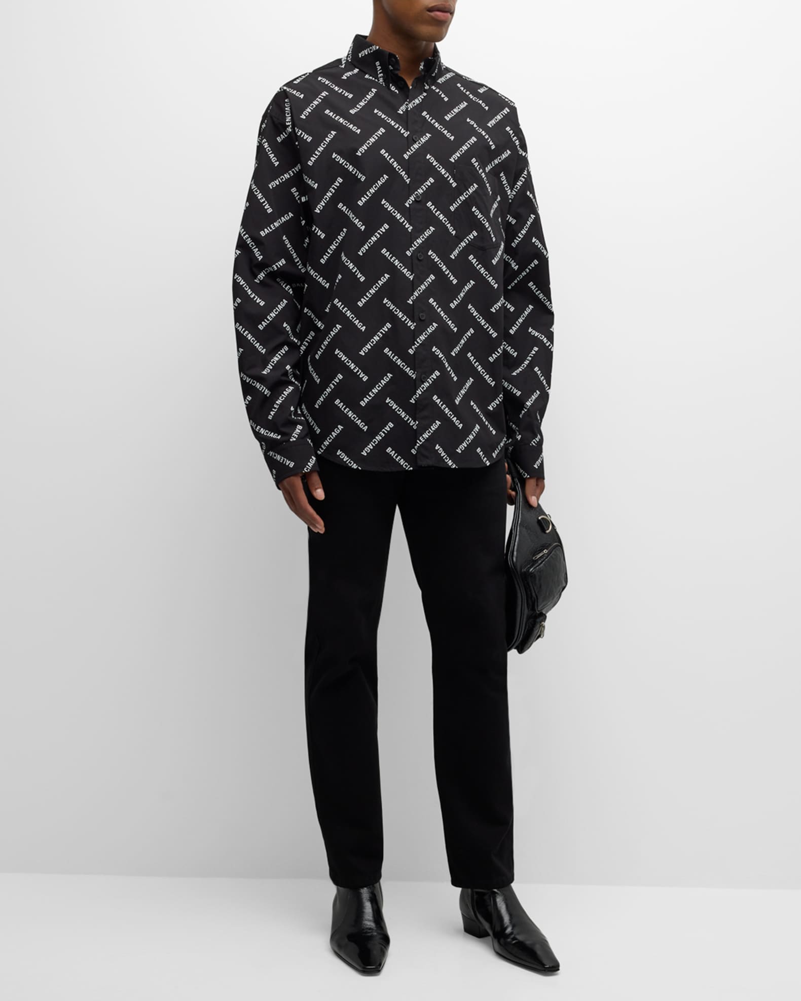 Men s Diagonal Allover Logo Sport Shirt