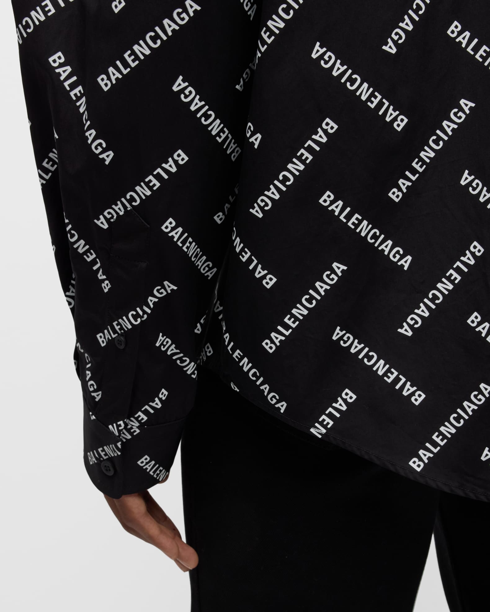 Balenciaga Men's Diagonal Allover Logo Sport Shirt | Neiman